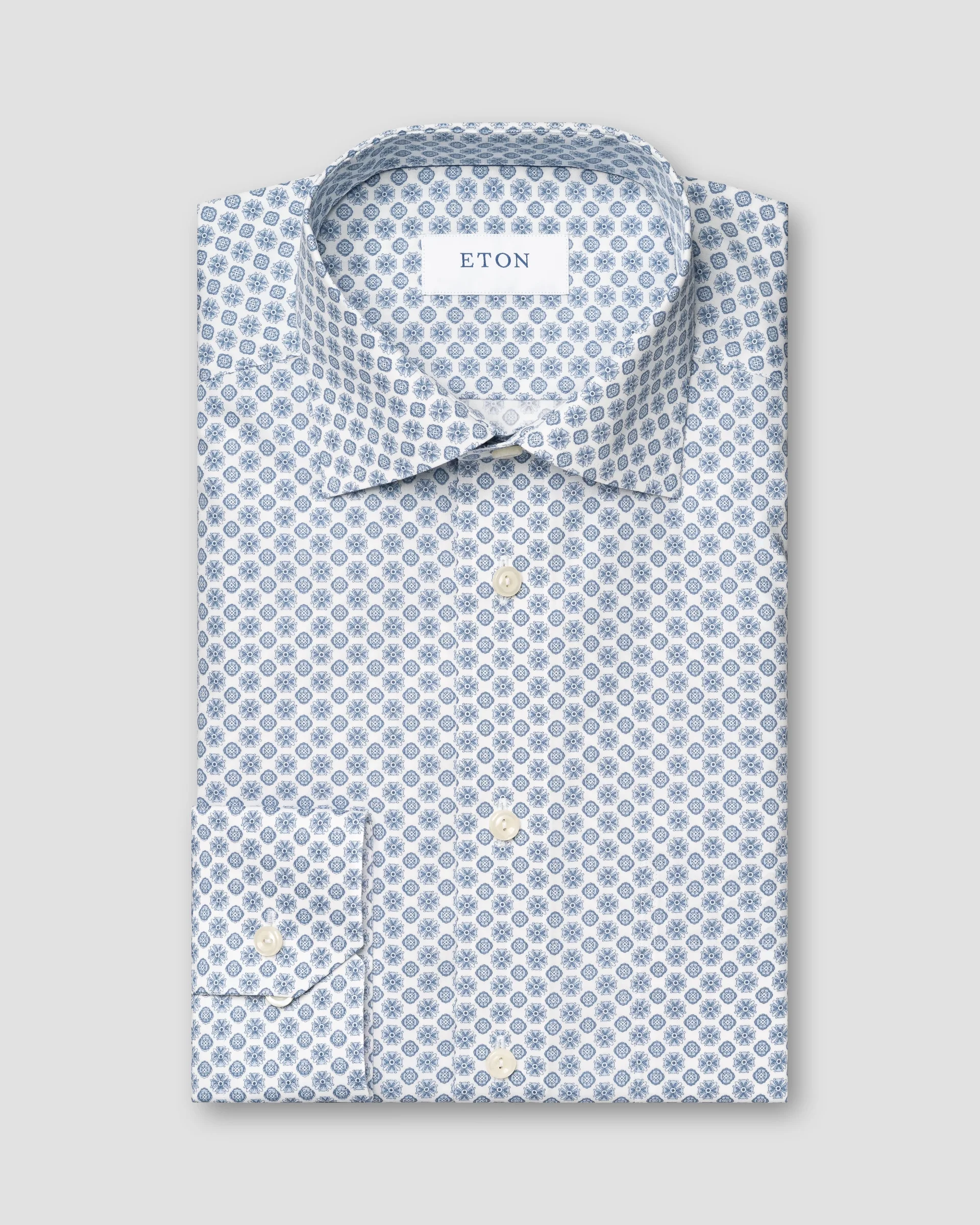 Eton Dark Blue Geometric Signature Poplin Shirt | Classic  fit | Size  46