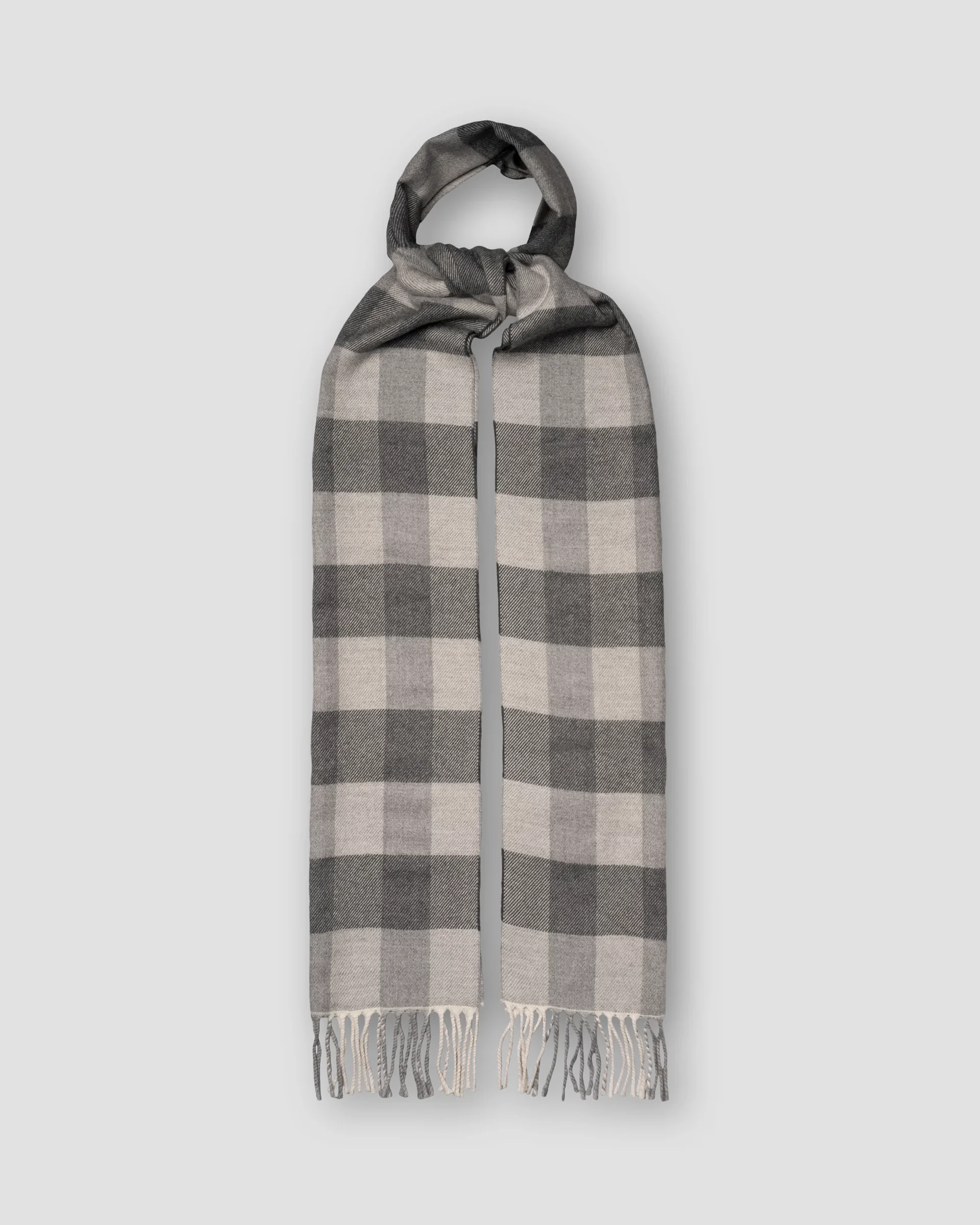 Eton Écharpe En Laine Mérinos À Carreaux Gris Clair
