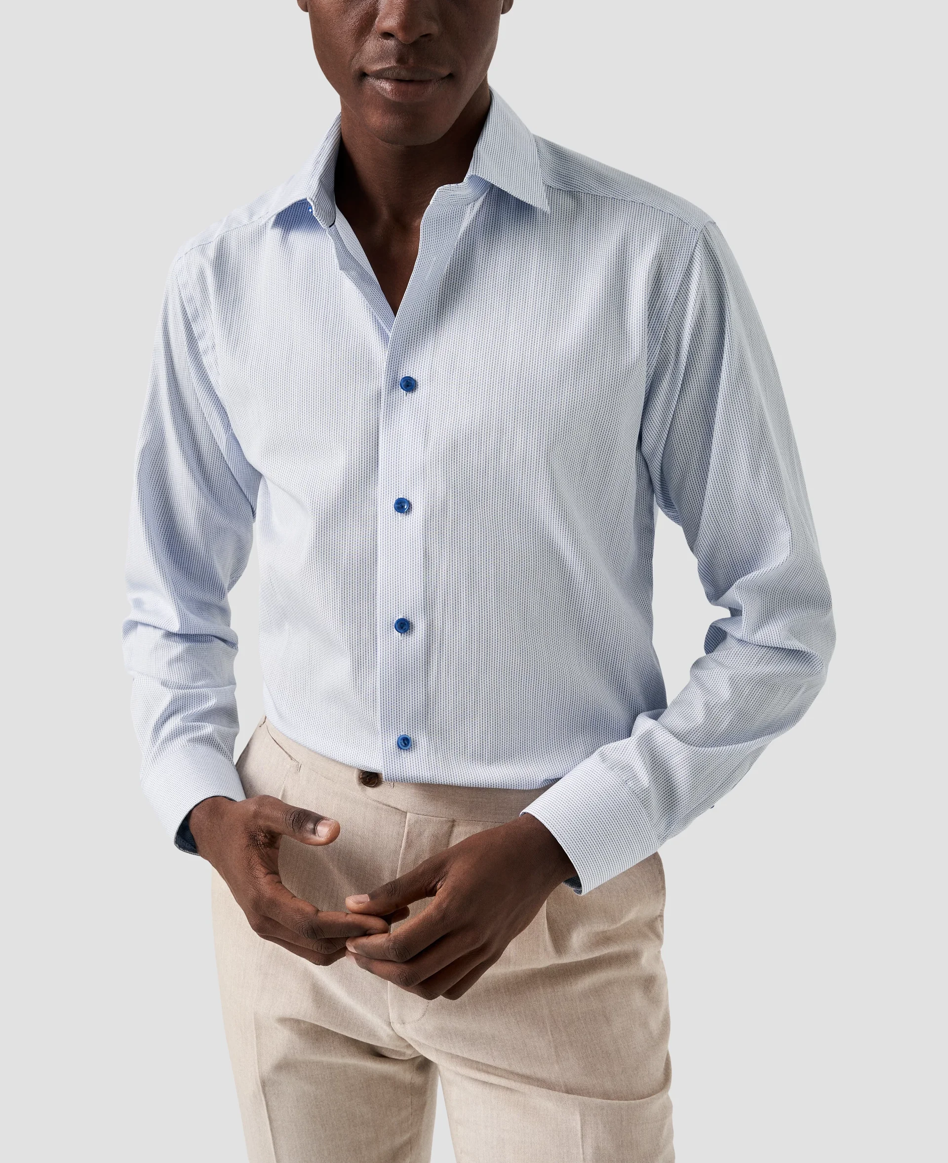 Eton Blue Micro Print Signature Poplin Shirt | Slim fit | Size  44