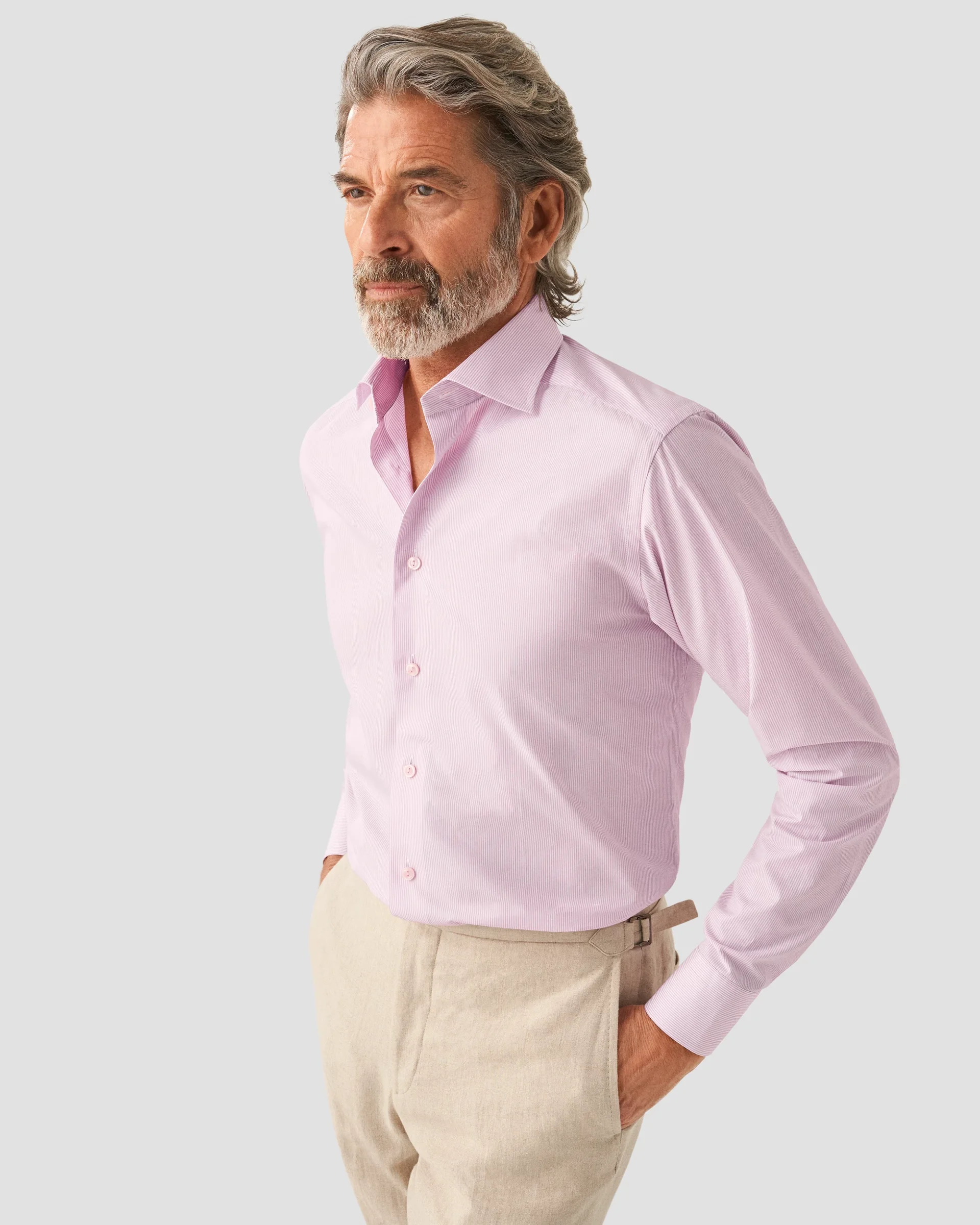 Eton Pink Fine Striped Signature Poplin Shirt | Slim fit | Size  40