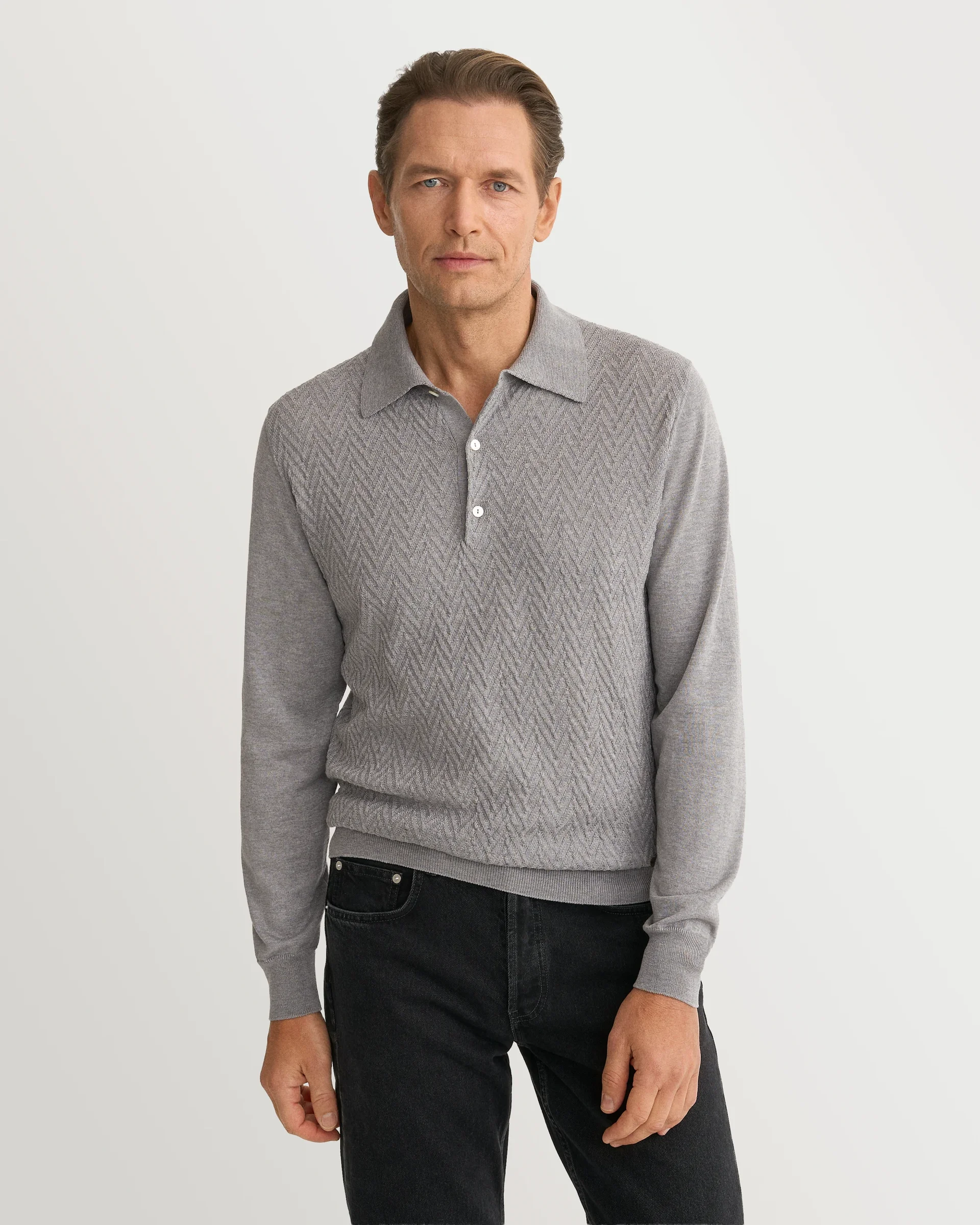 Eton Chevron Structure Knit Polo Shirt | Polo Shirt | Size  M