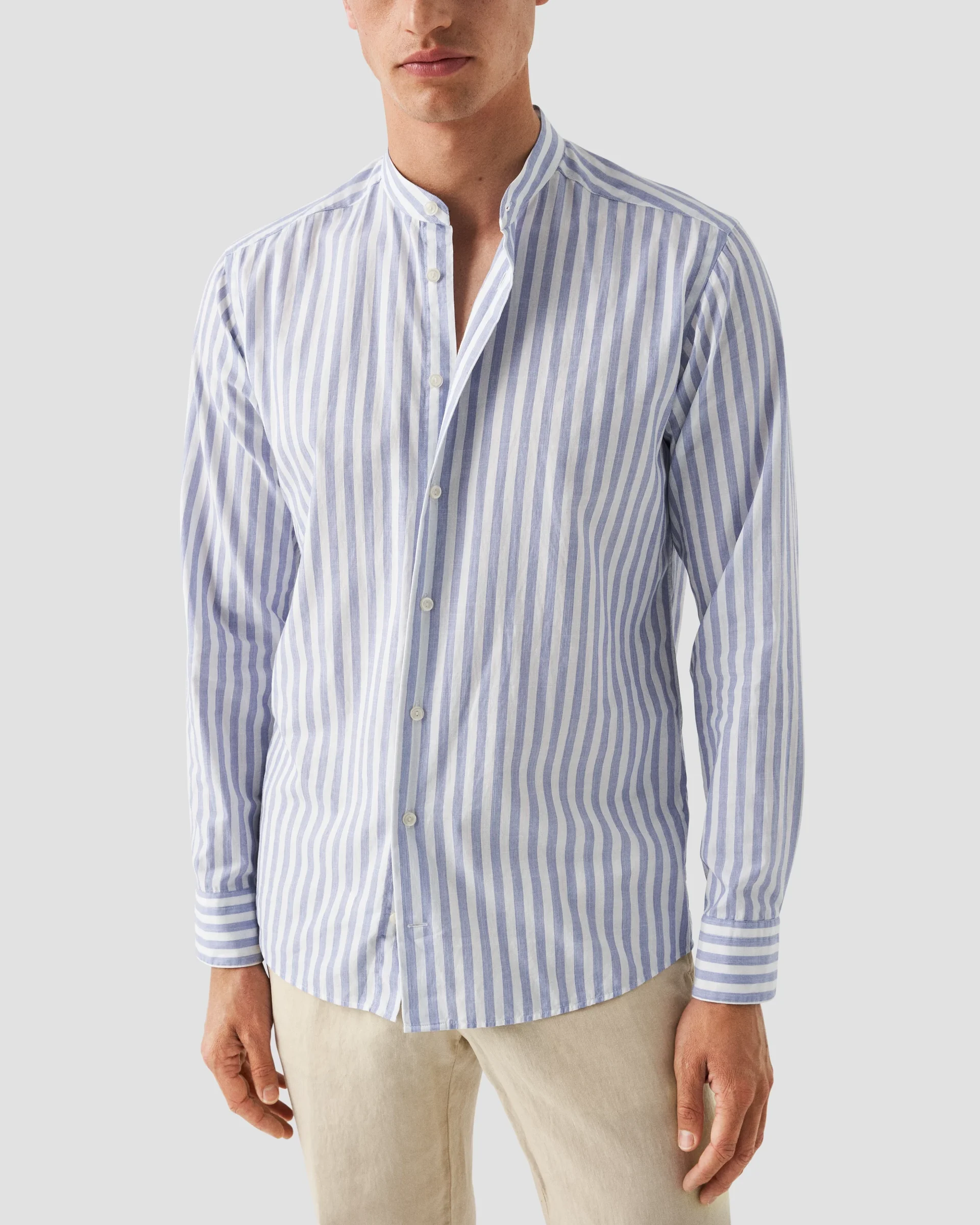 Eton Dark Blue Soft Twill Band Collar Shirt | Slim fit | Size  36