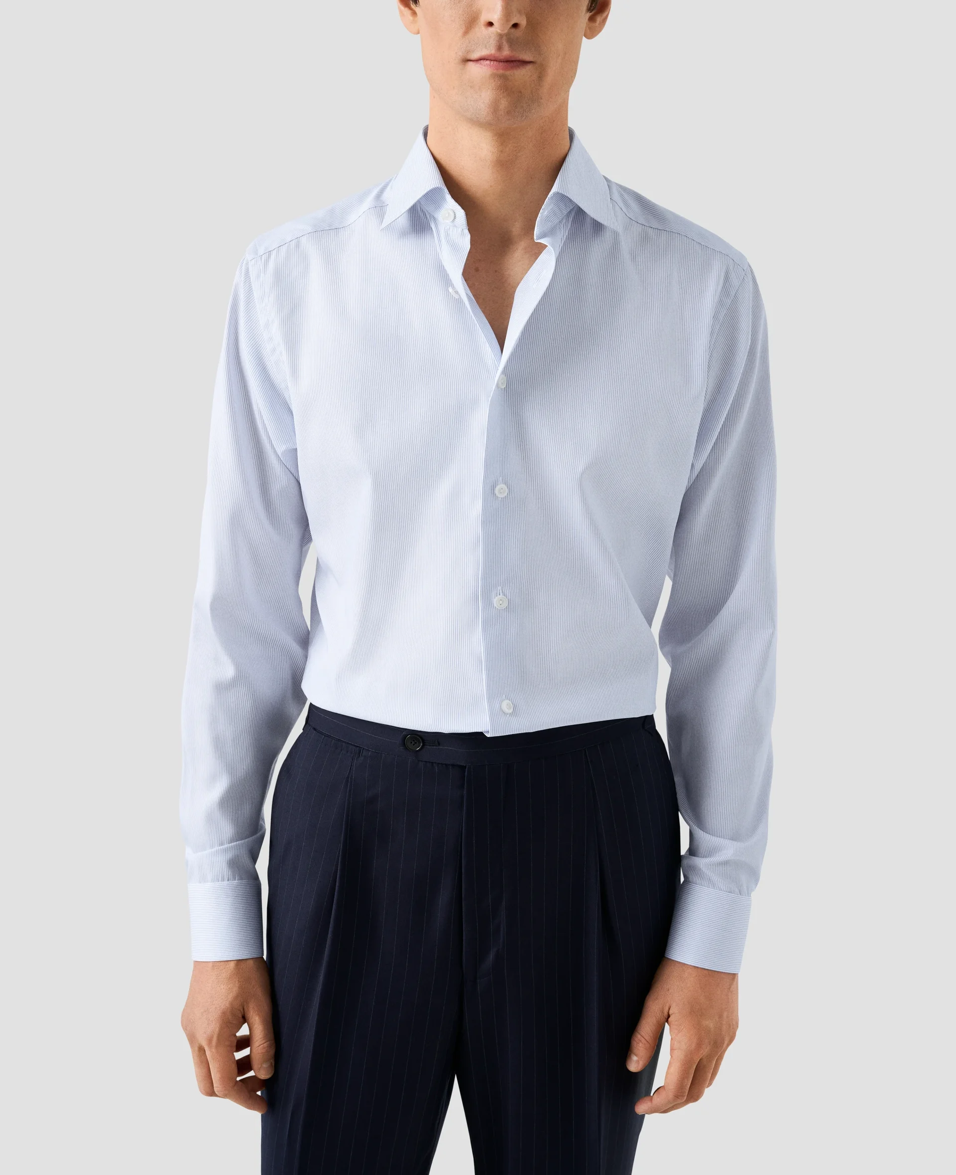 Eton Dark Blue Striped Twill Dress Shirt | Size  47