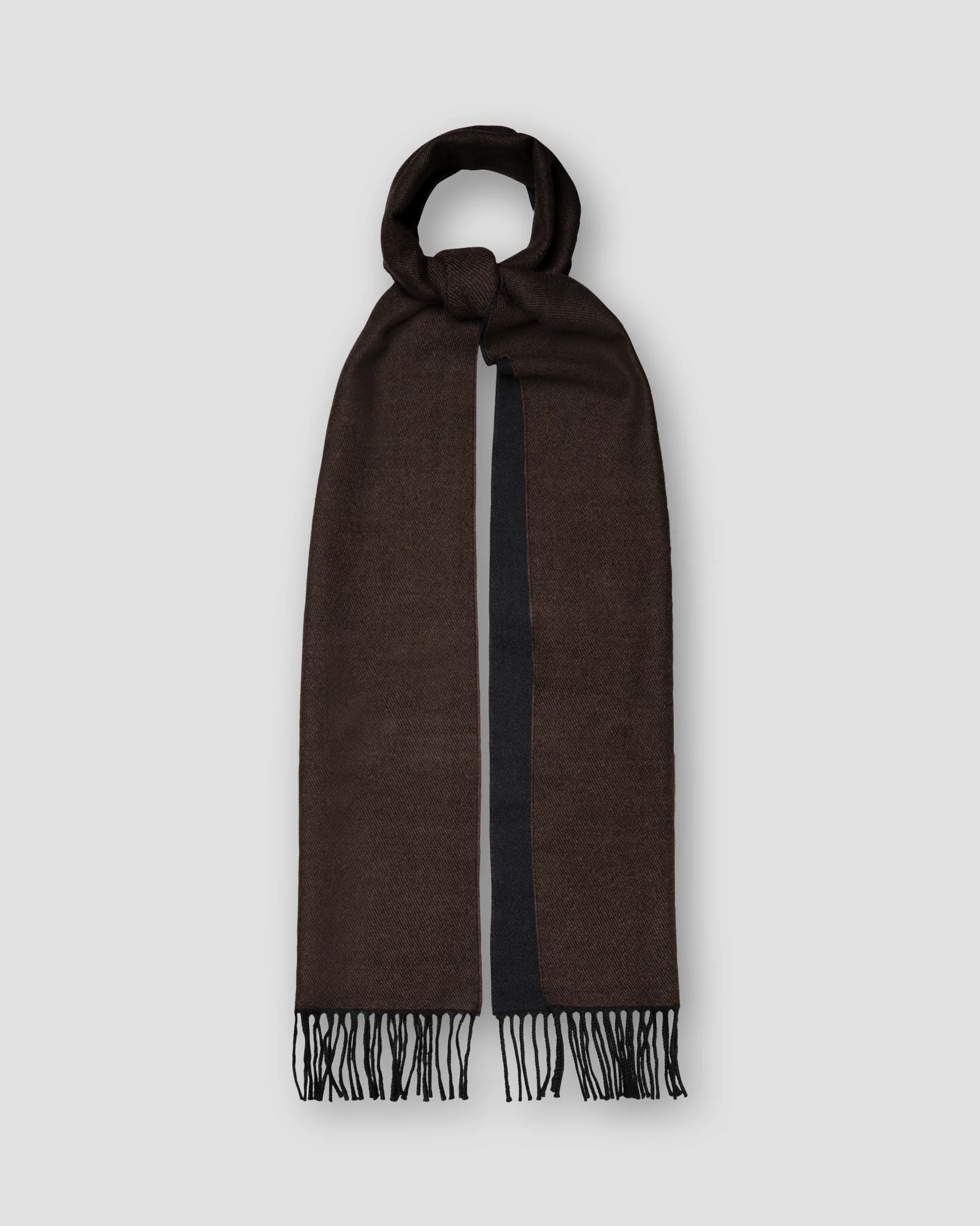 Eton Écharpe En Laine Mérinos Double Face Brun Foncé