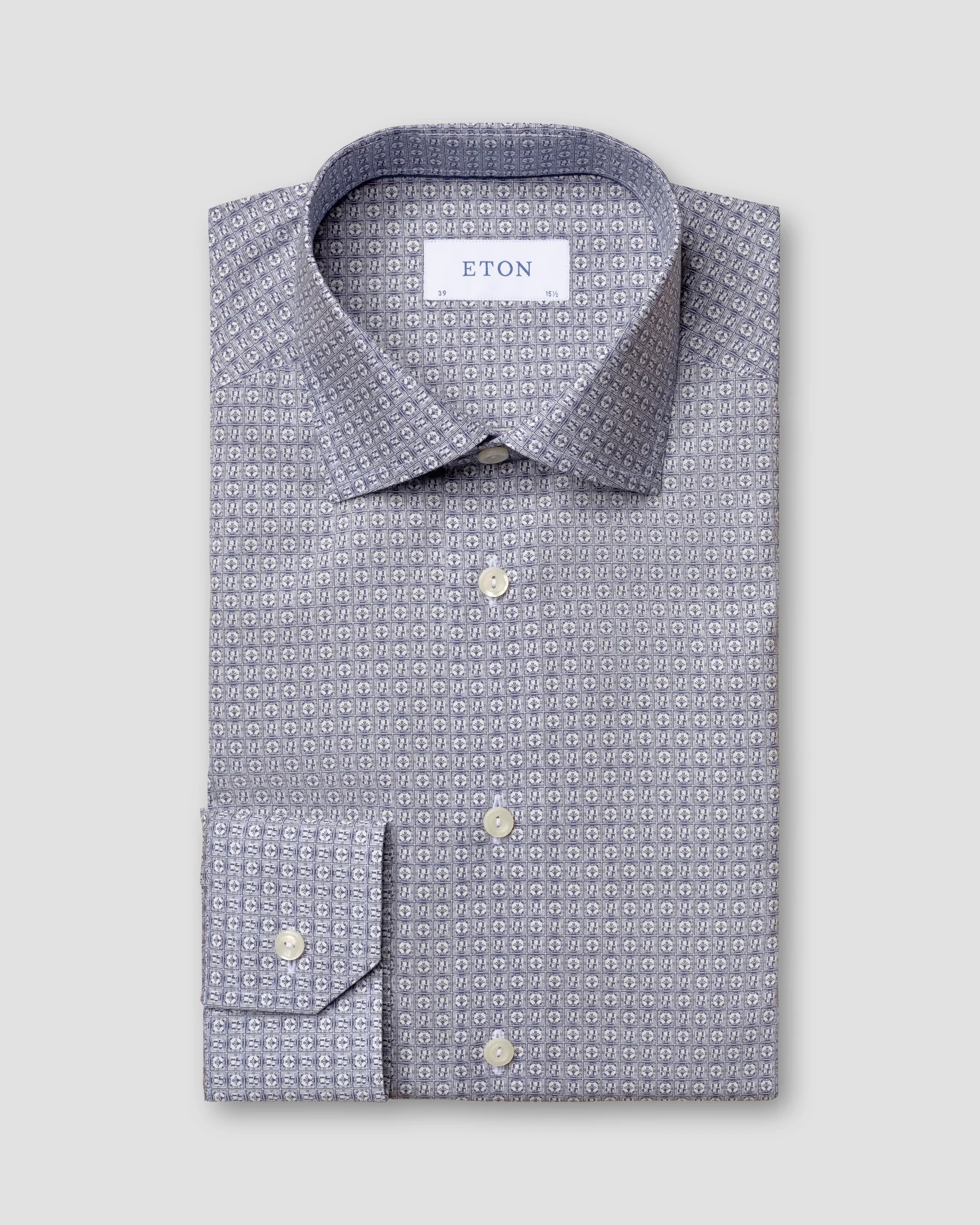 Eton Art Deco Logo Print Poplin Shirt | Contemporary fit | Size  41