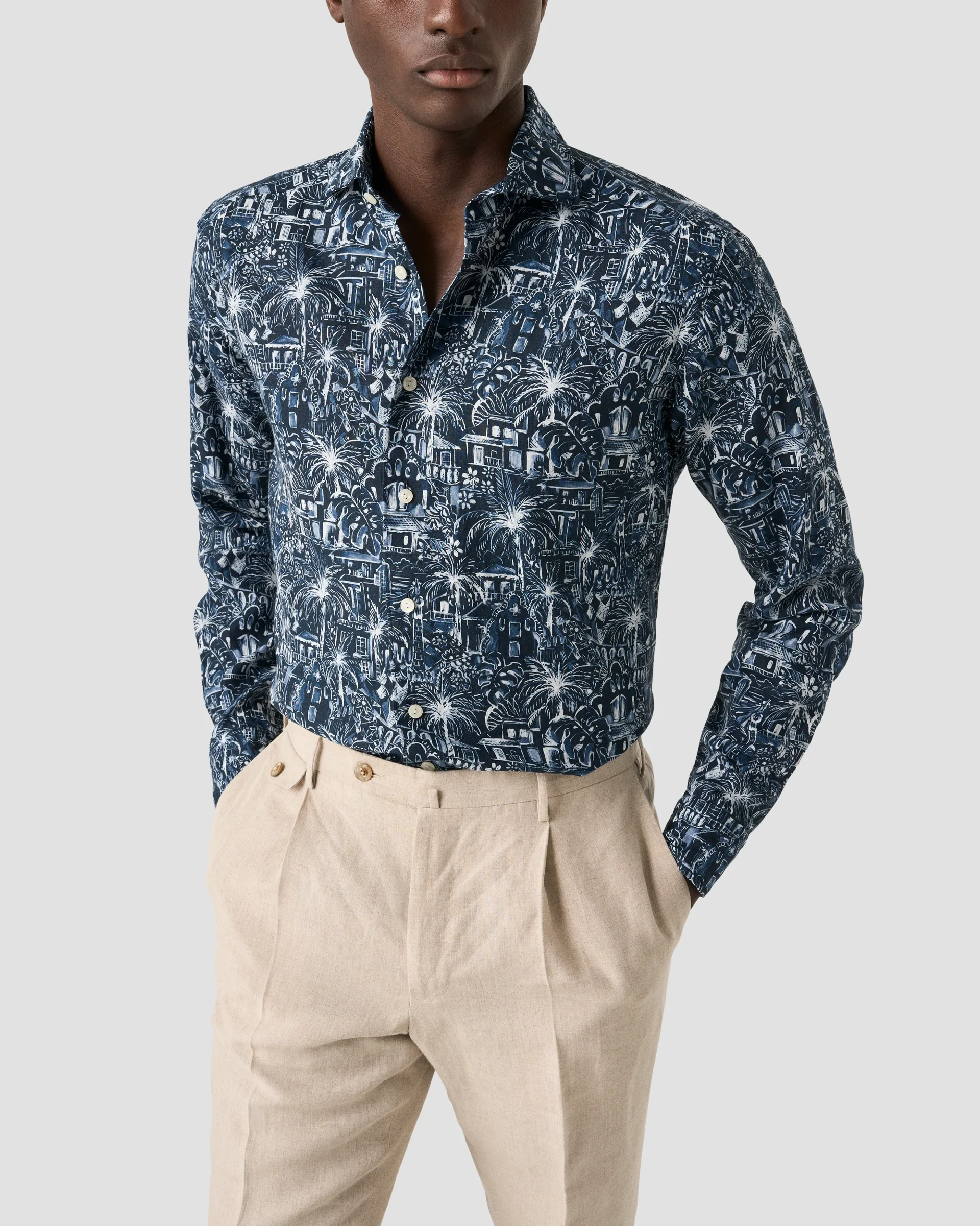 Eton Floral Print Linnen Shirt | Contemporary fit | Size  43