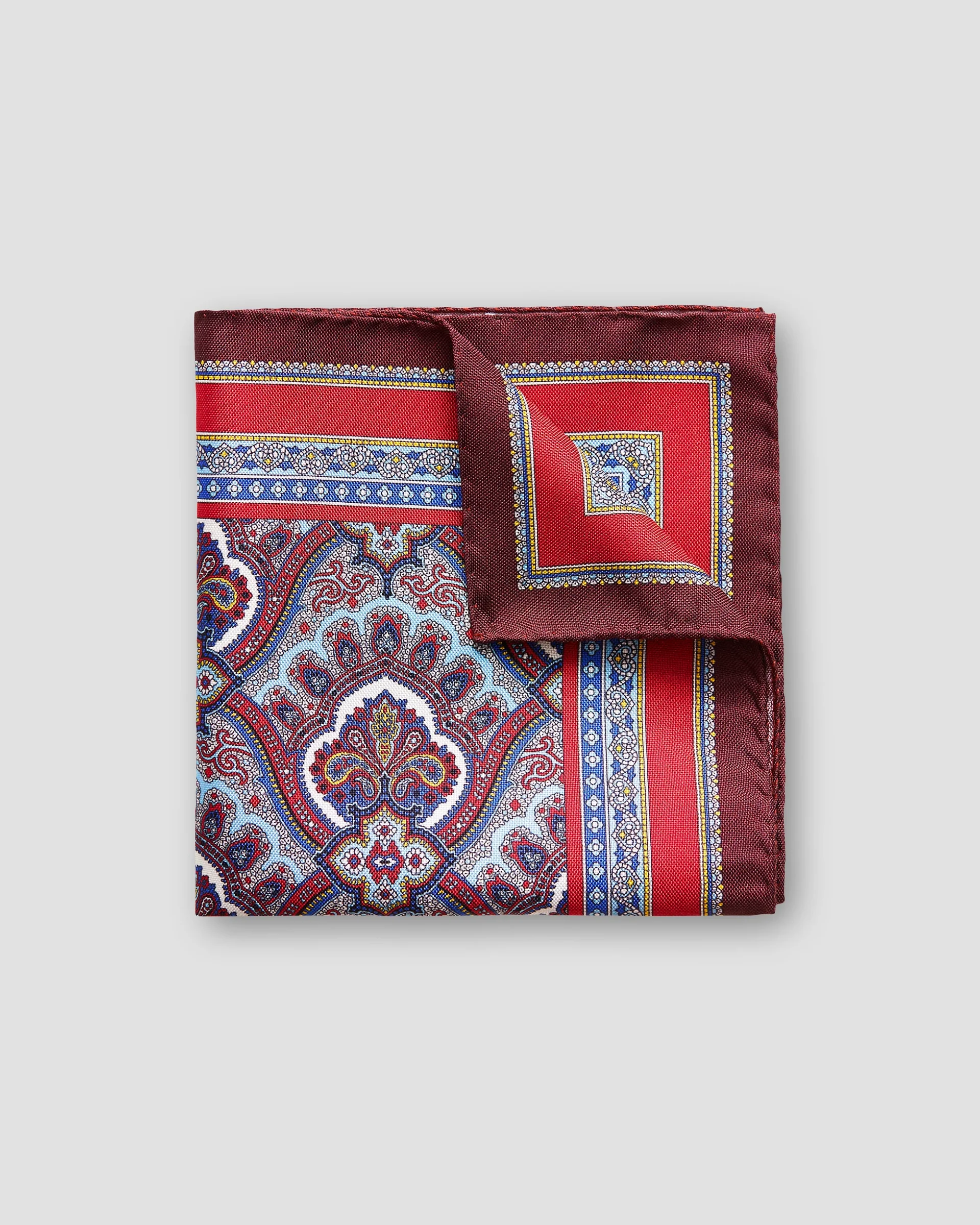 Eton Red Paisley Print Pocket Square