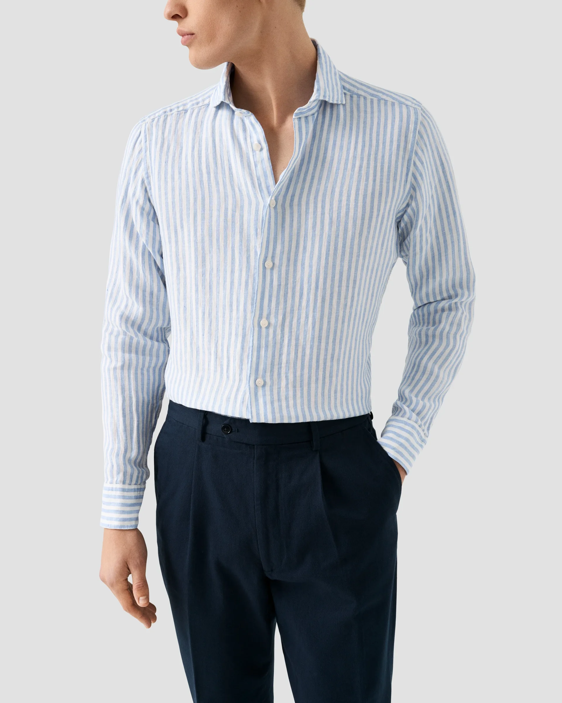 Eton Striped Linen Twill Shirt | Contemporary fit | Size  43