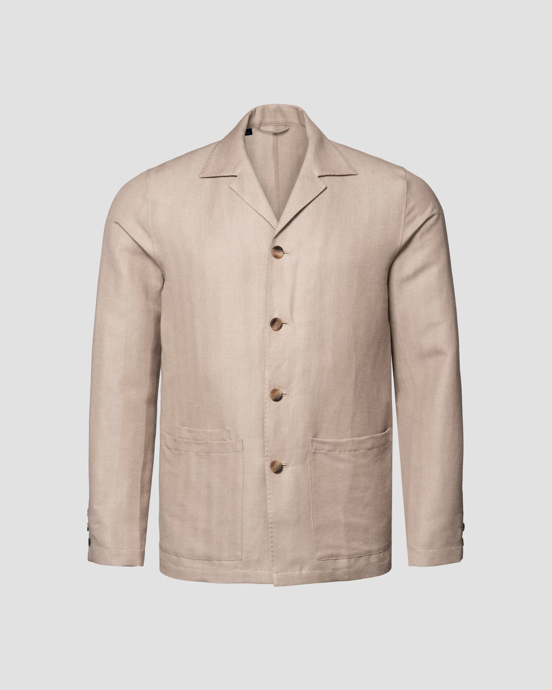 Eton Light Brown Herringbone Linen Wool Cashmere Overshirt | Relaxed fit | Size  XL