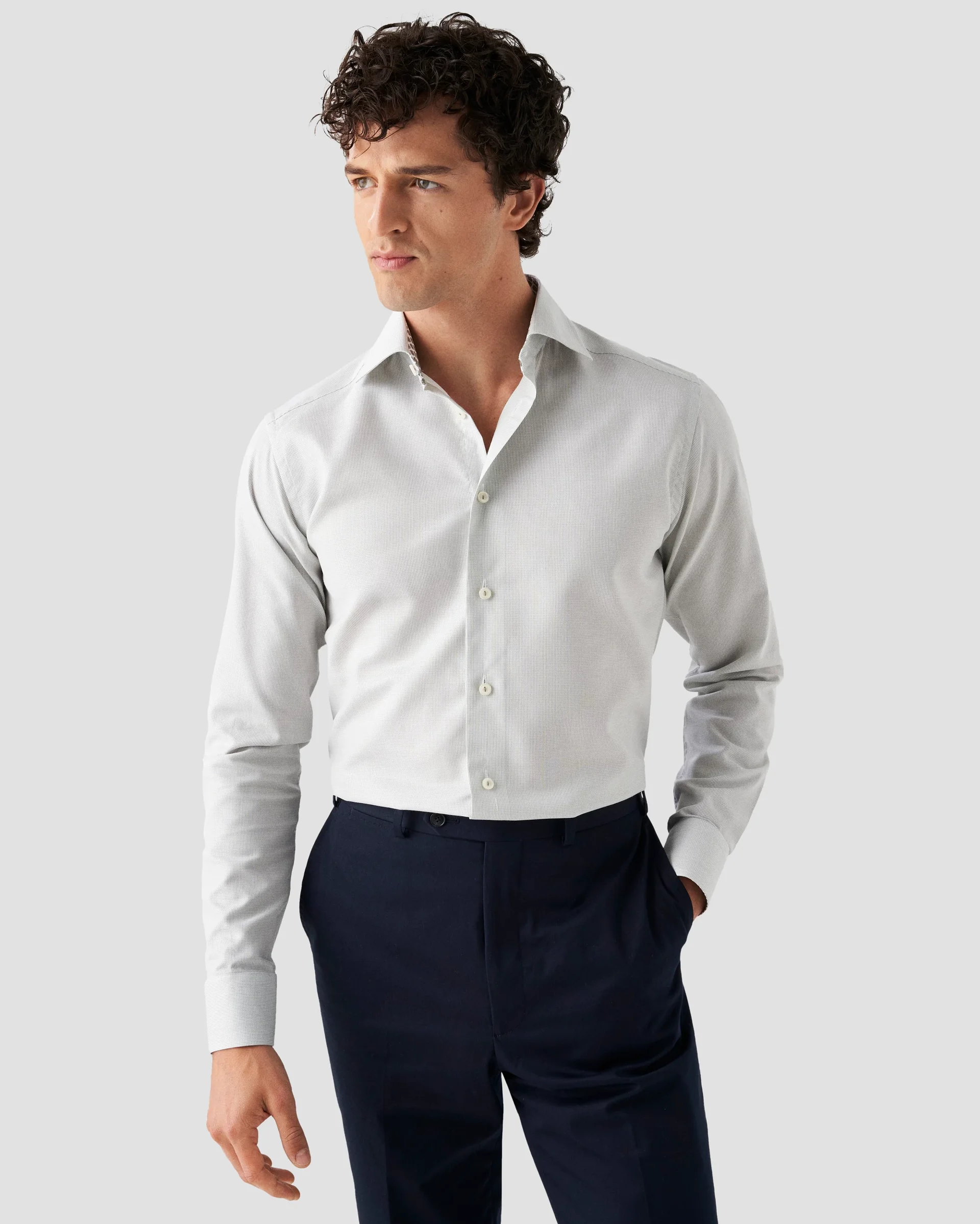 Eton Green Cotton & TENCEL™ Lyocell Shirt - Medallion Contrast Details | Contemporary fit | Size  42