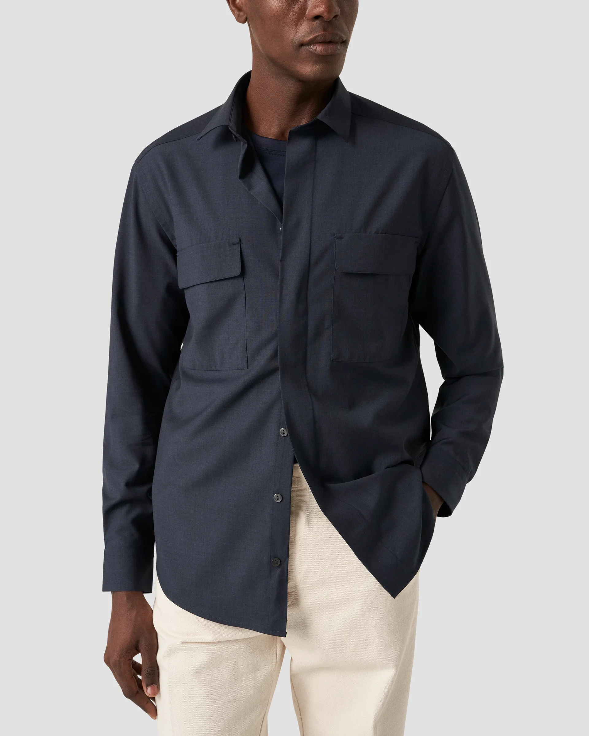 Eton Navy Merino Wool Overshirt | Relaxed fit | Size  XS