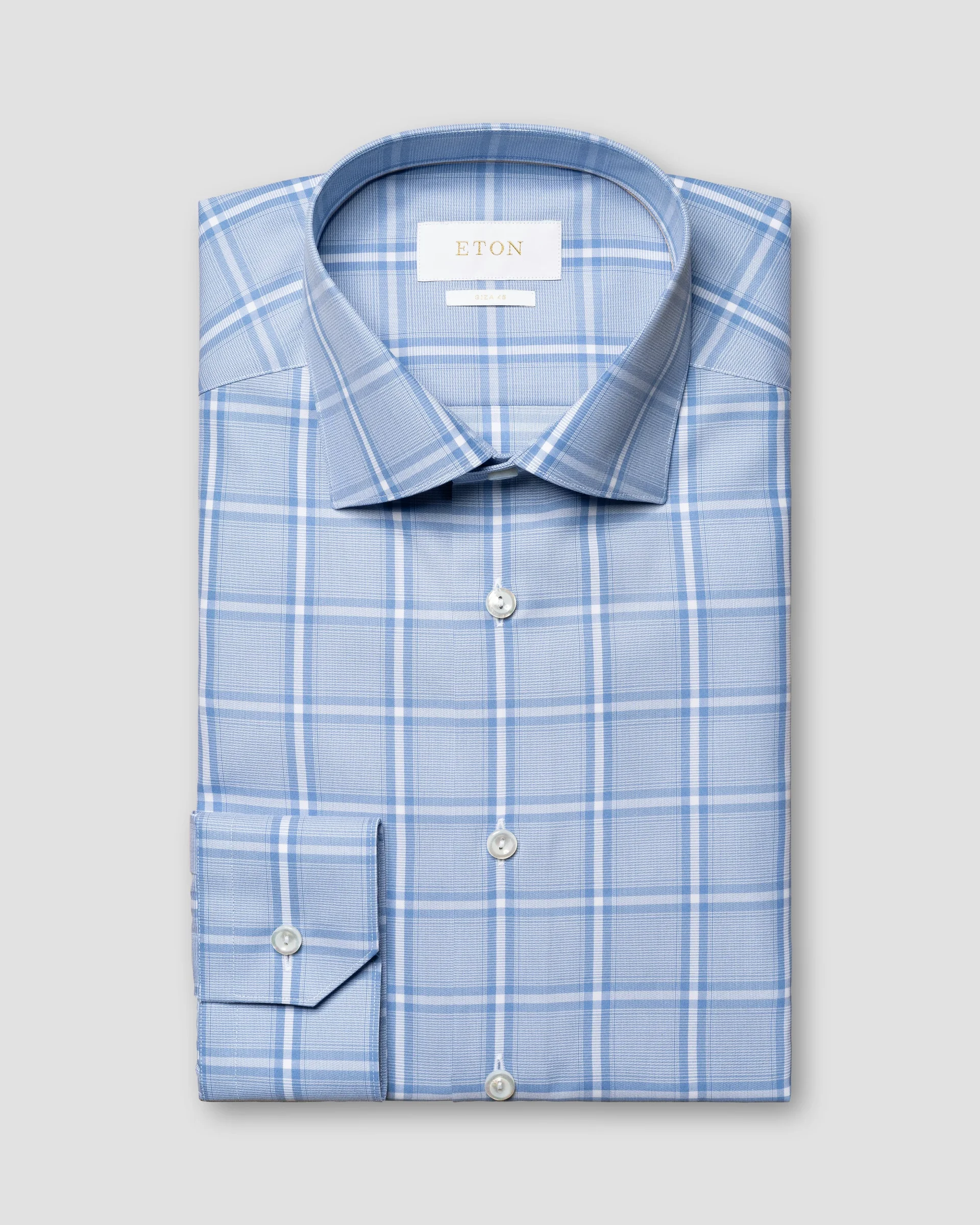 Eton Sky Blue Check Giza 45 Shirt | Slim fit | Size  38