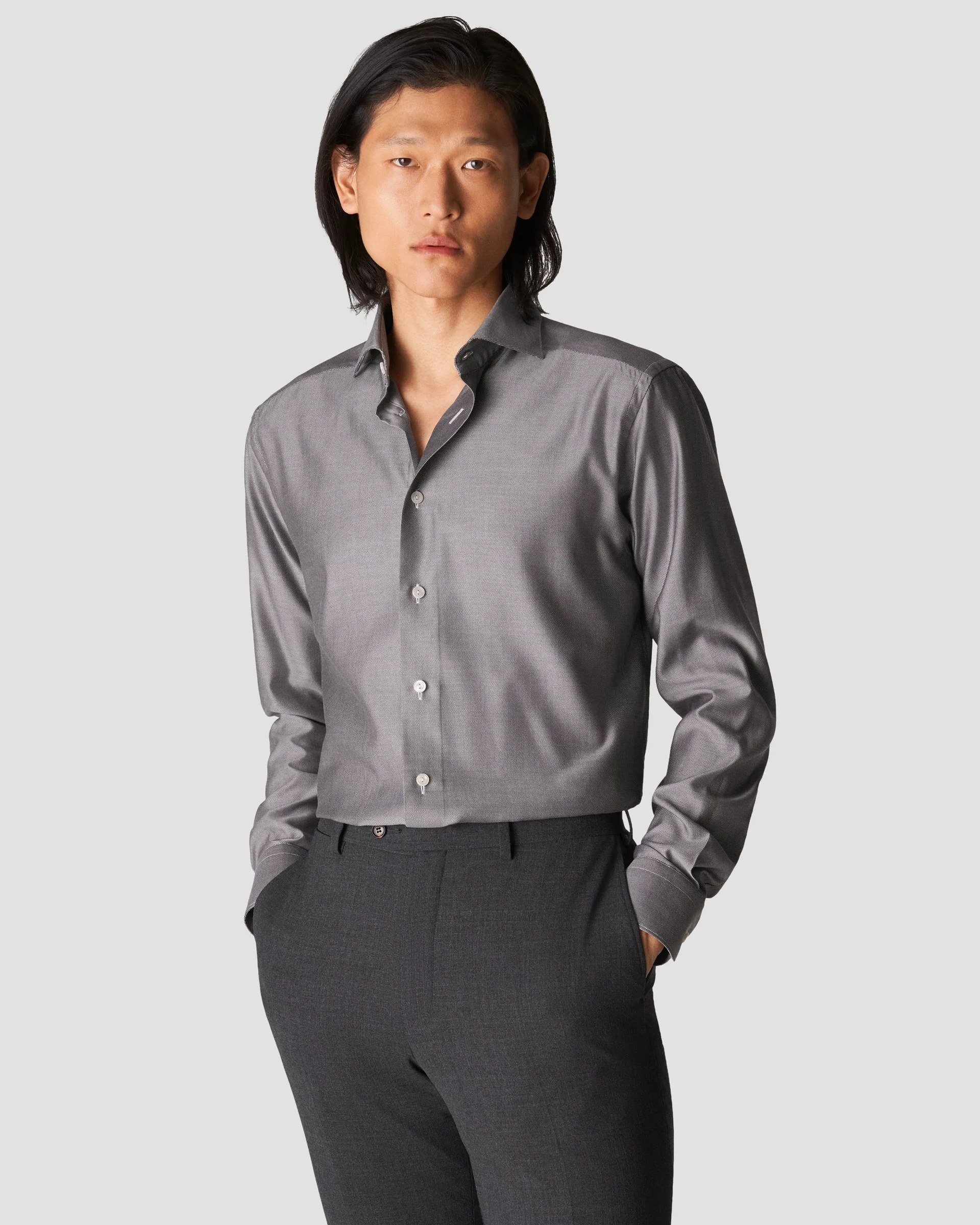 Eton Black Cotton-Lyocell Stretch Shirt | Contemporary fit | Size  45