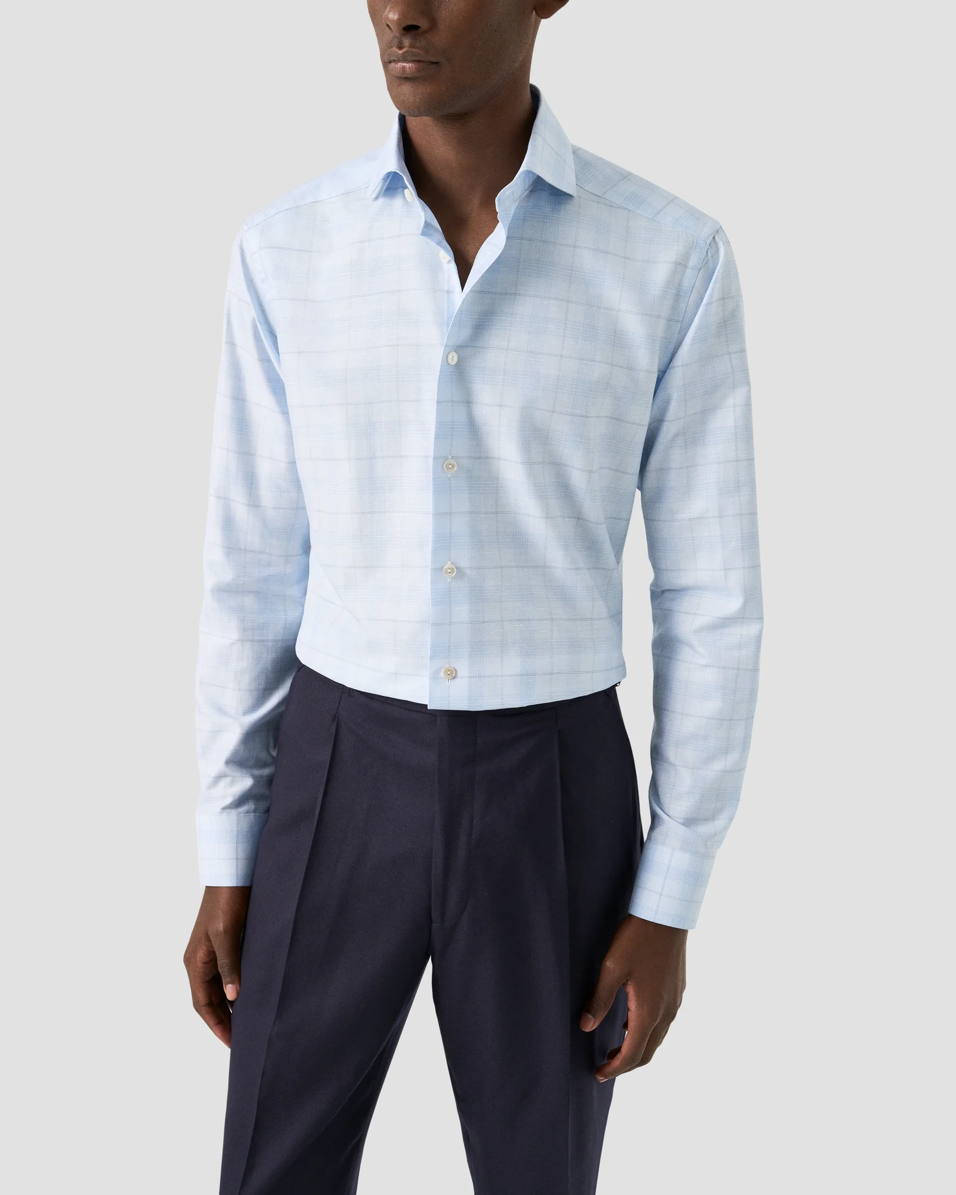 Eton Check Cotton Linen Shirt | Contemporary fit | Size  39