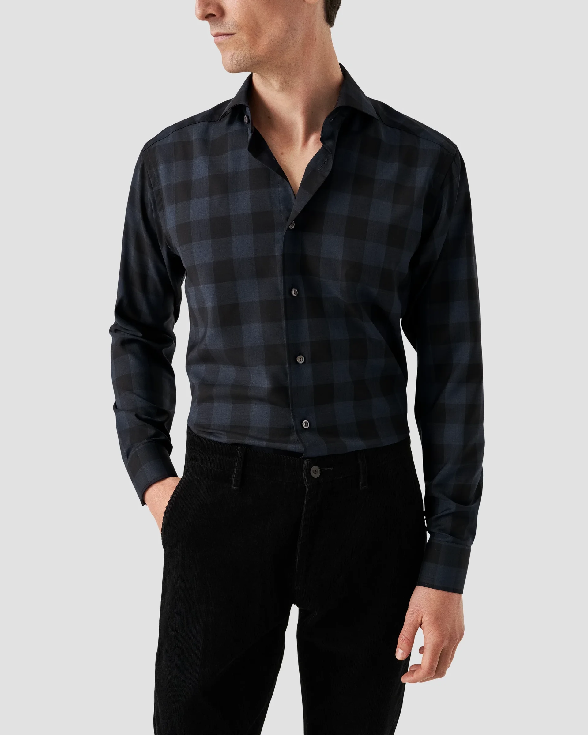 Eton Bold Check Merino Wool Shirt | Contemporary fit | Size  38