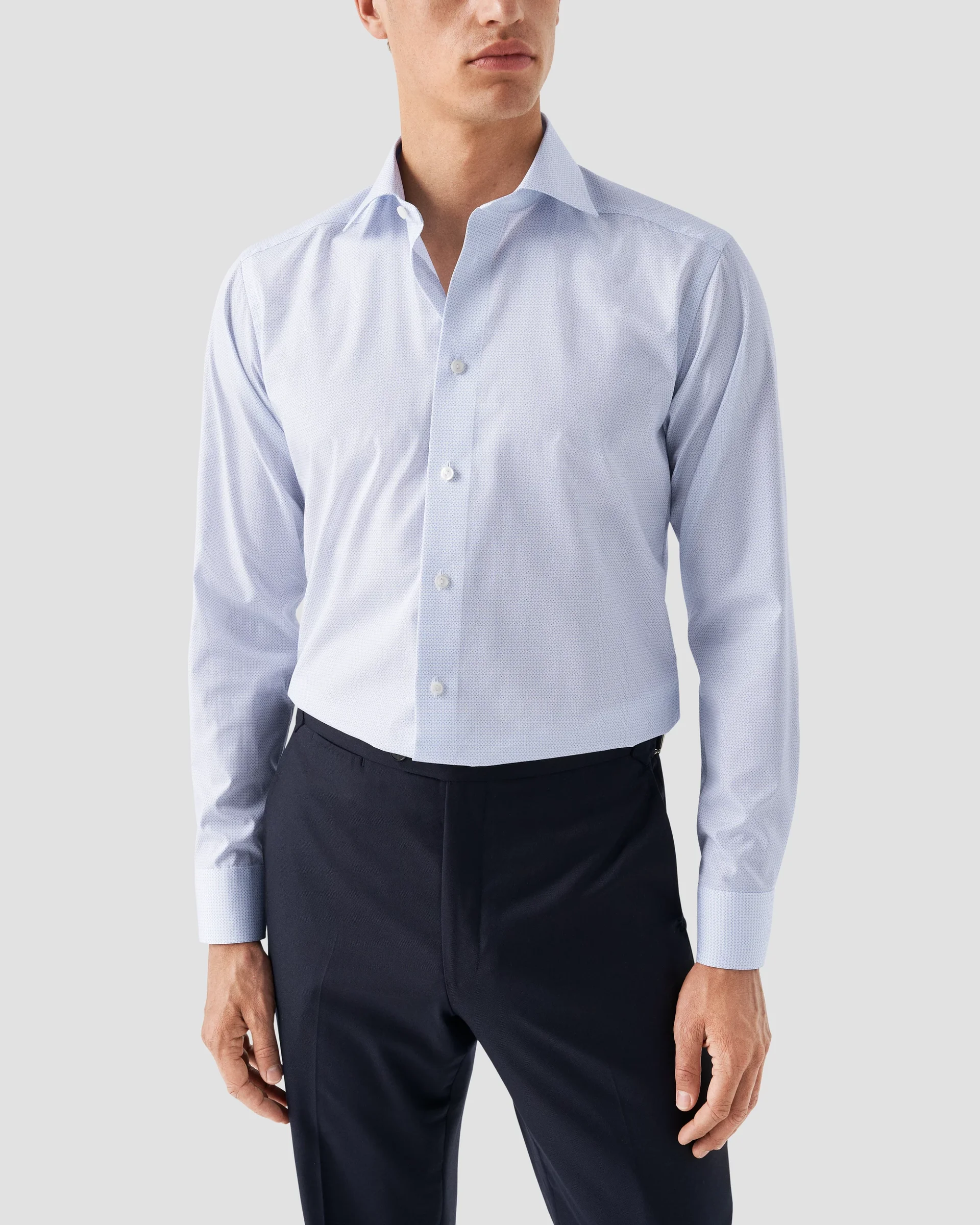 Eton Light Blue Micro Print Poplin Shirt | Slim fit | Size  36