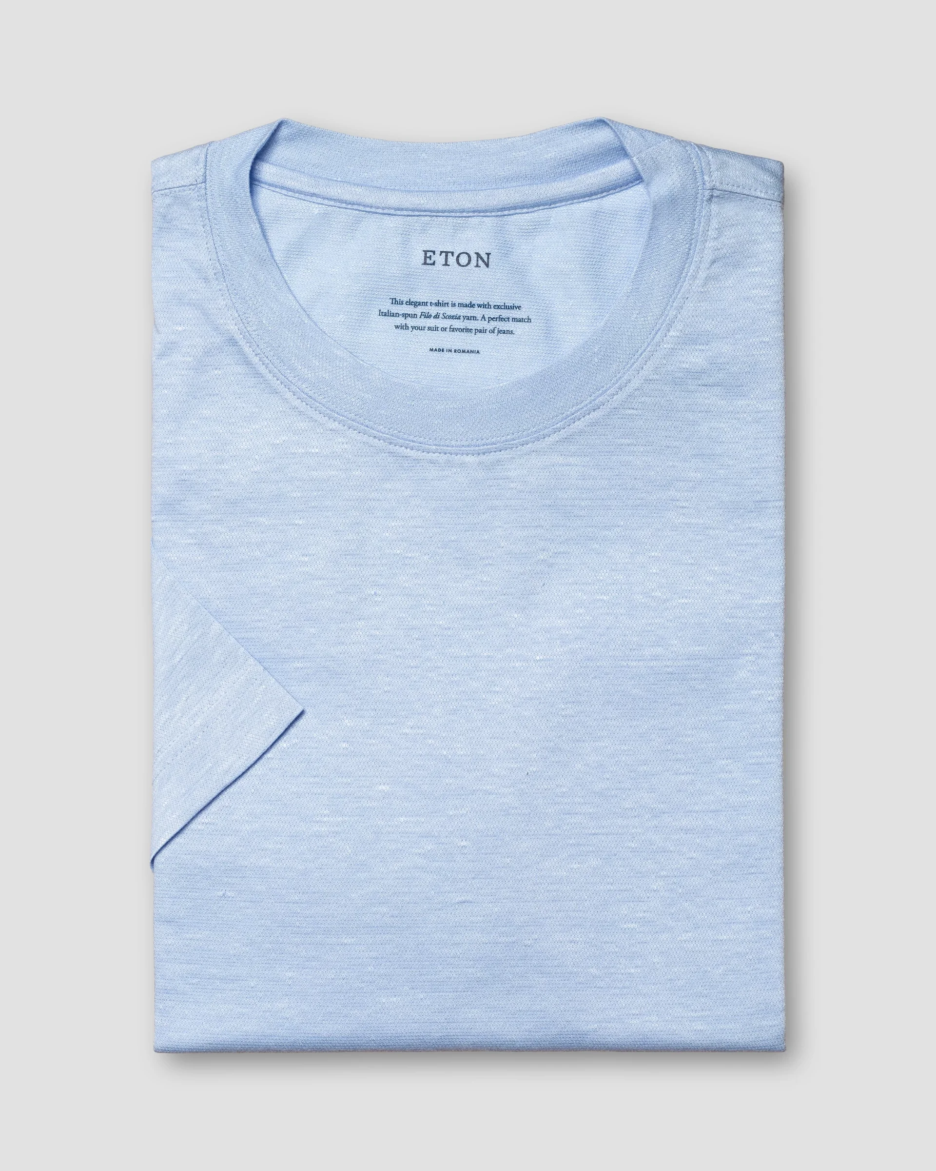 Eton Light Blue Cotton-linen T-shirt | Size  L