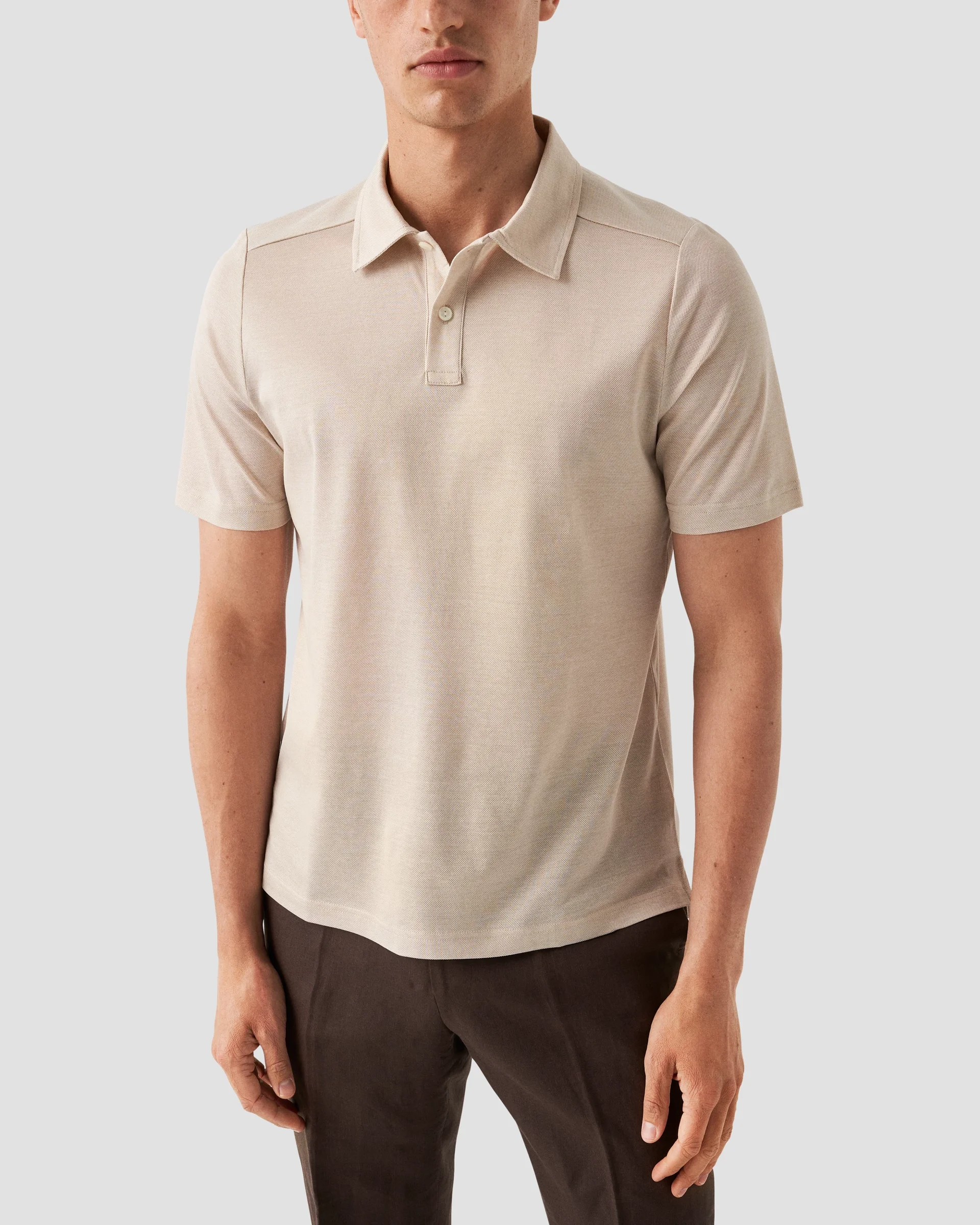 Eton Beige Oxford Piqué Polo Shirt | Regular Fit | Size  XXL