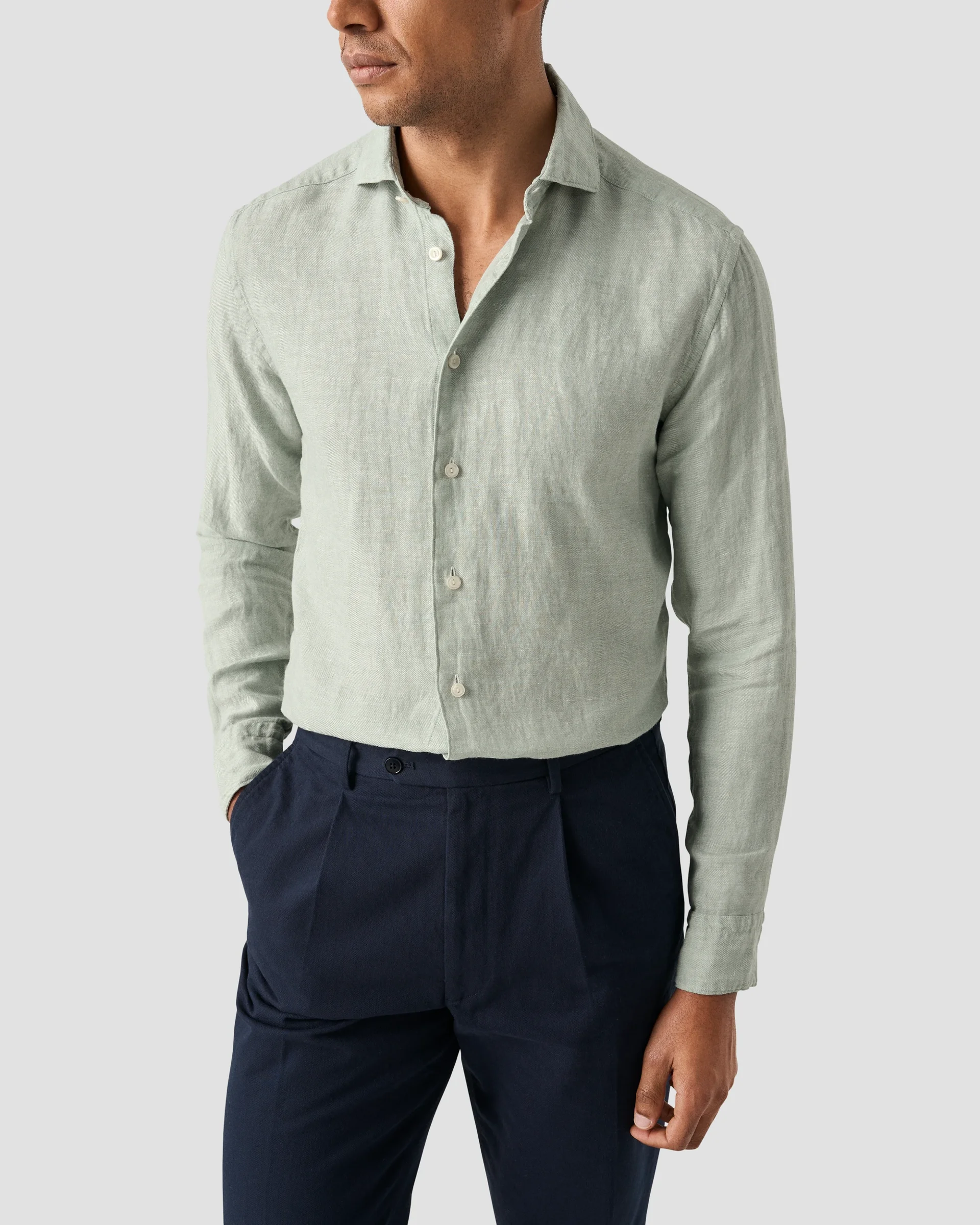 Eton Solid Twill Linen Shirt | Slim fit | Size  38