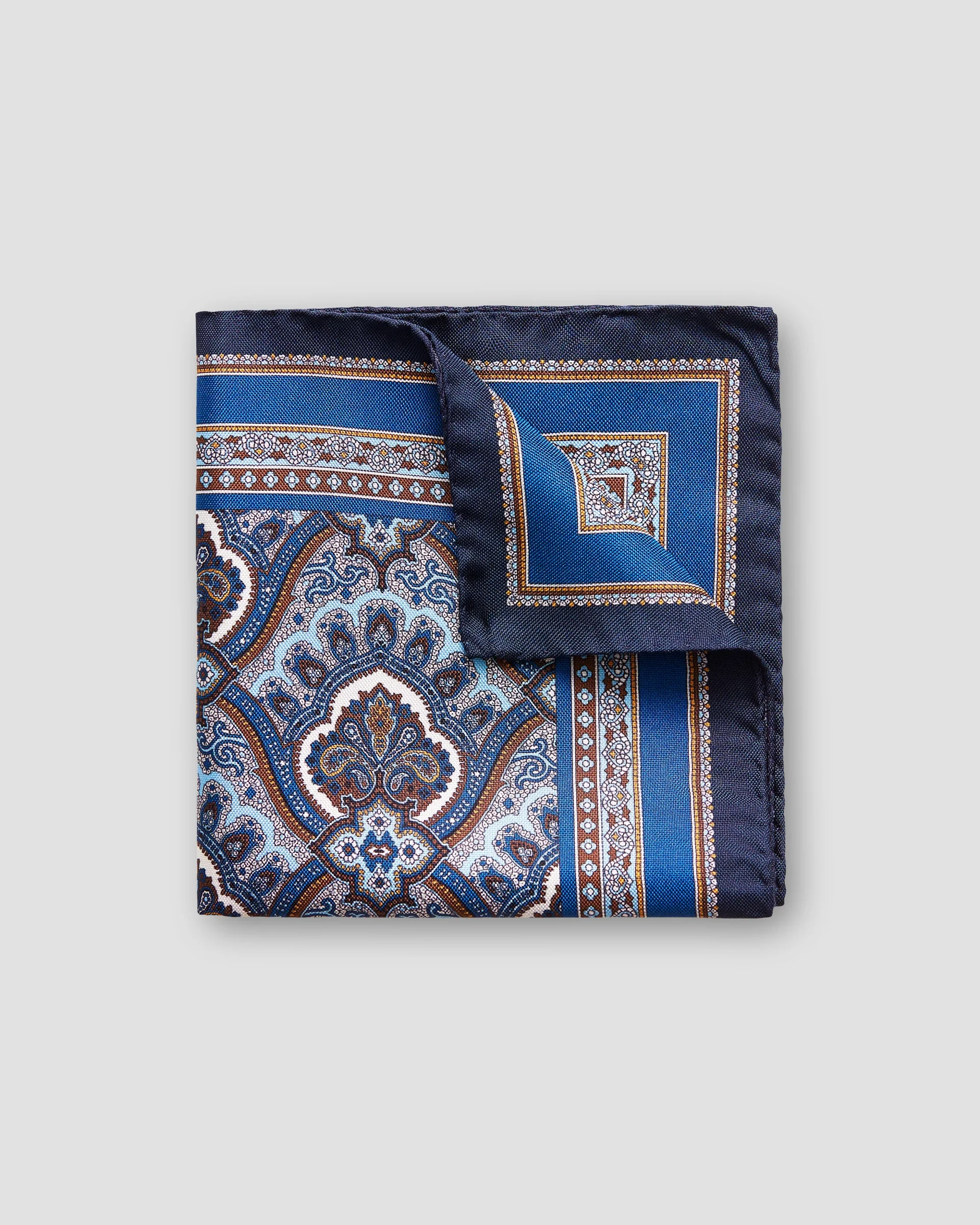 Eton Blue Paisley Print Pocket Square