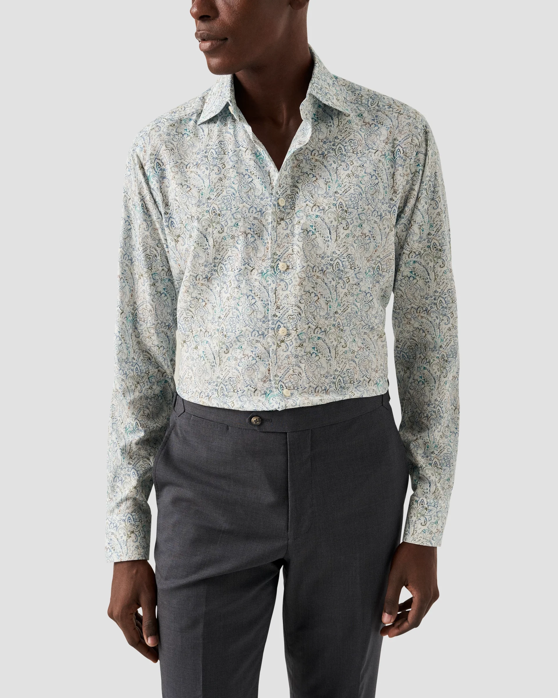 Eton Light Green Paisley Cotton & TENCEL™ Lyocell Shirt | Slim fit | Size  38