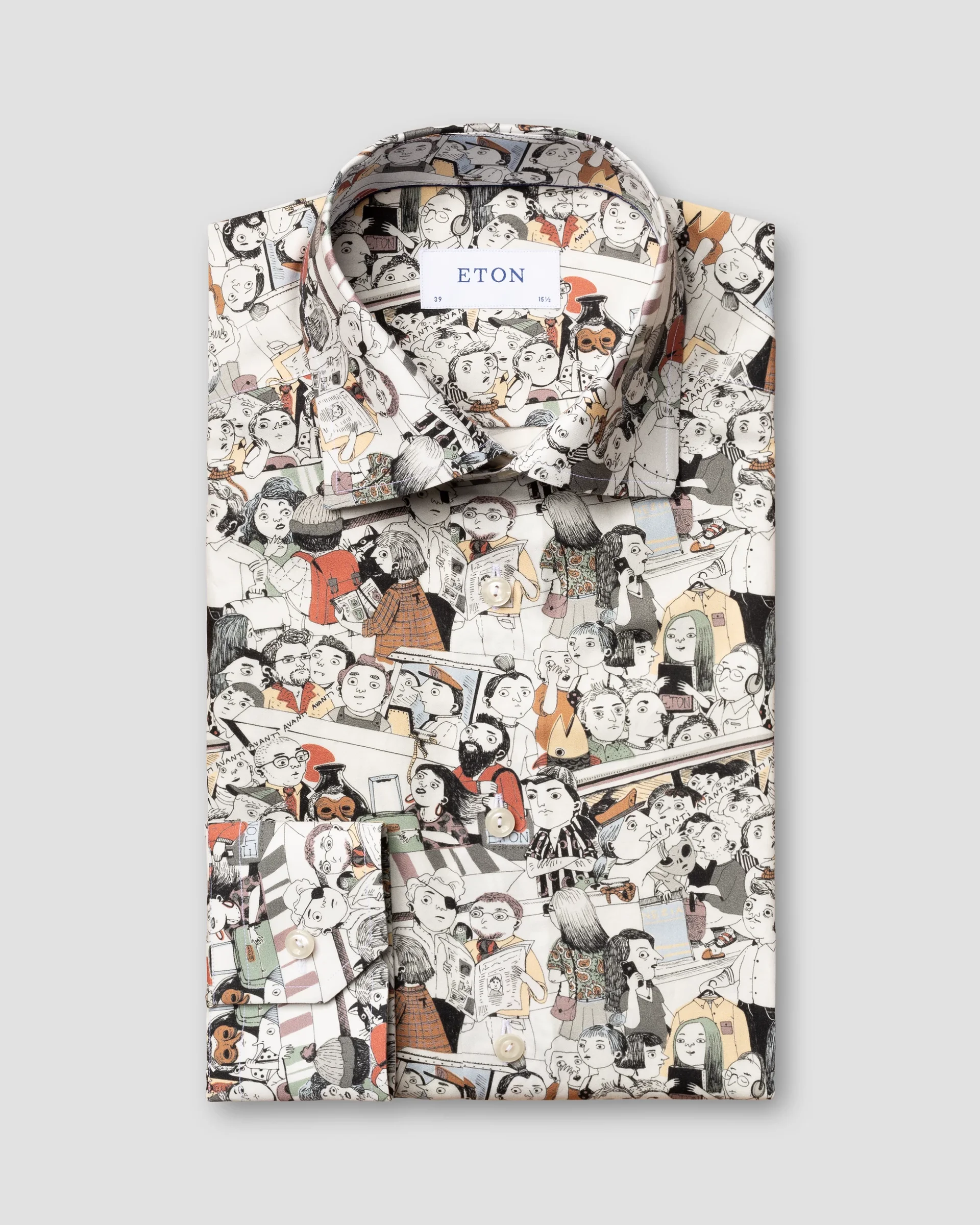 Eton White Signature Twill Dress Shirt – Murano Crowd Print | Slim fit | Size  42