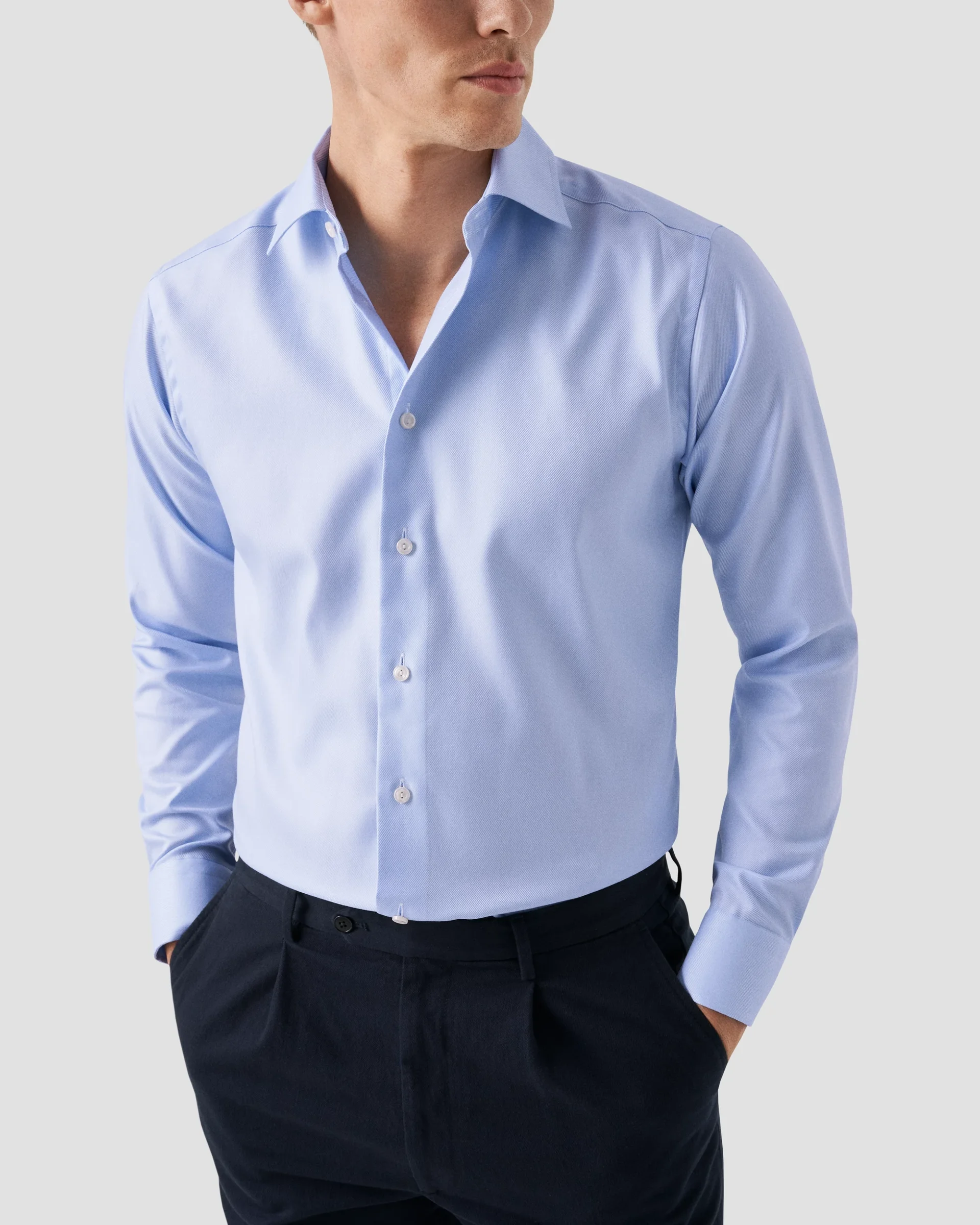 Eton Light Blue Textured Twill Dress Shirt | Contemporary fit | Size  42