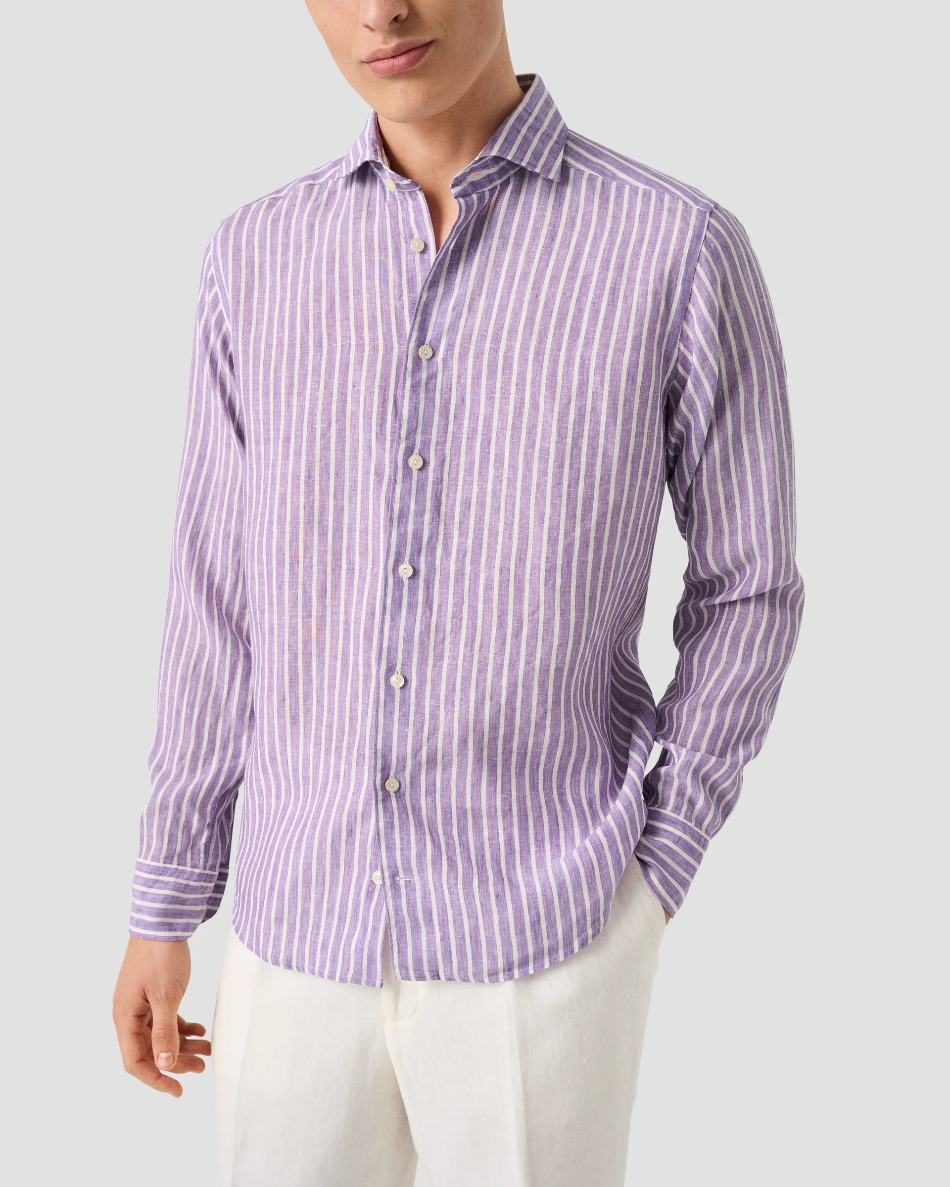 Eton Randig Linneskjorta | Slim fit | Storlek  41