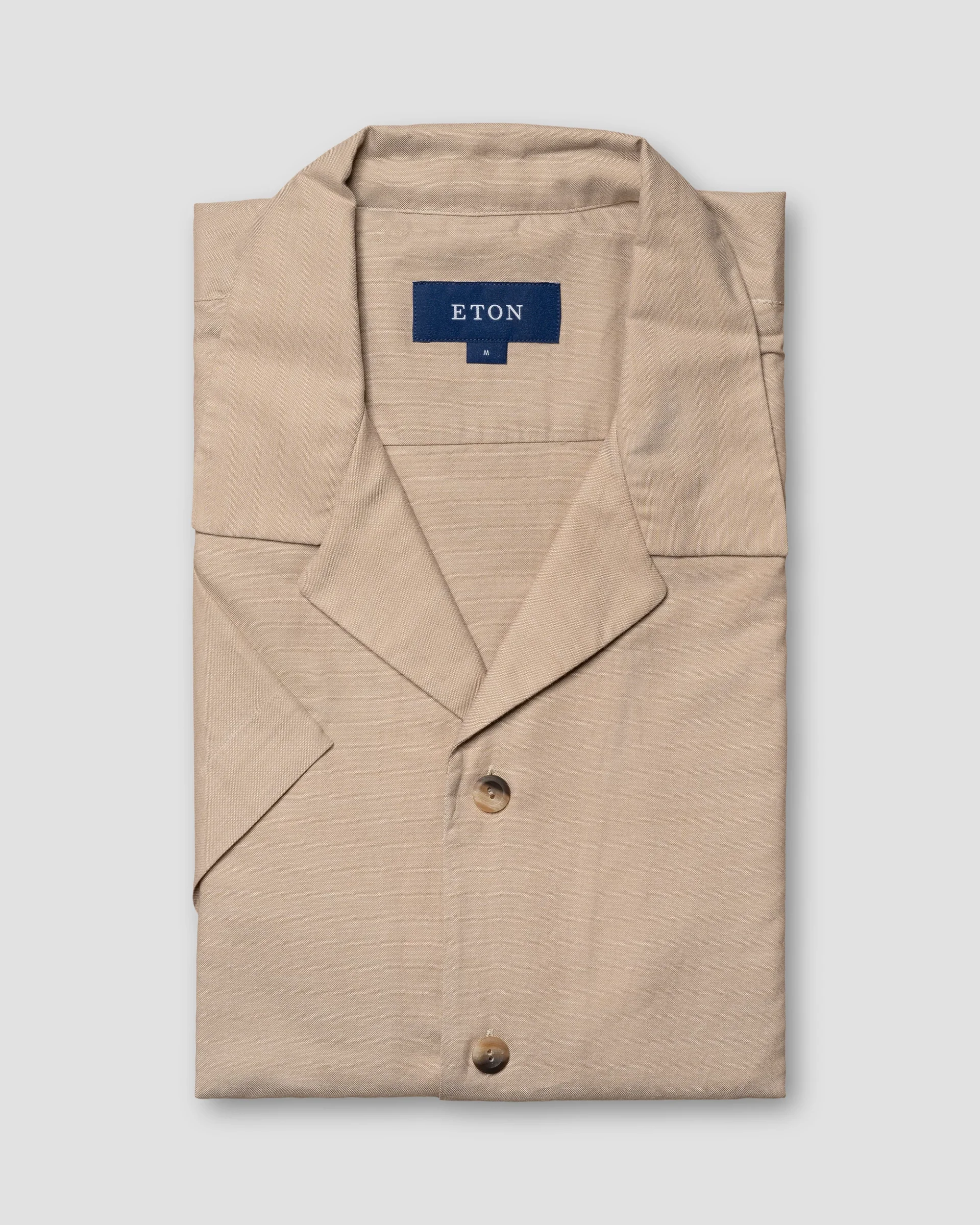 Eton Light Brown Cotton Silk Resort Shirt | Relaxed fit | Size  XS