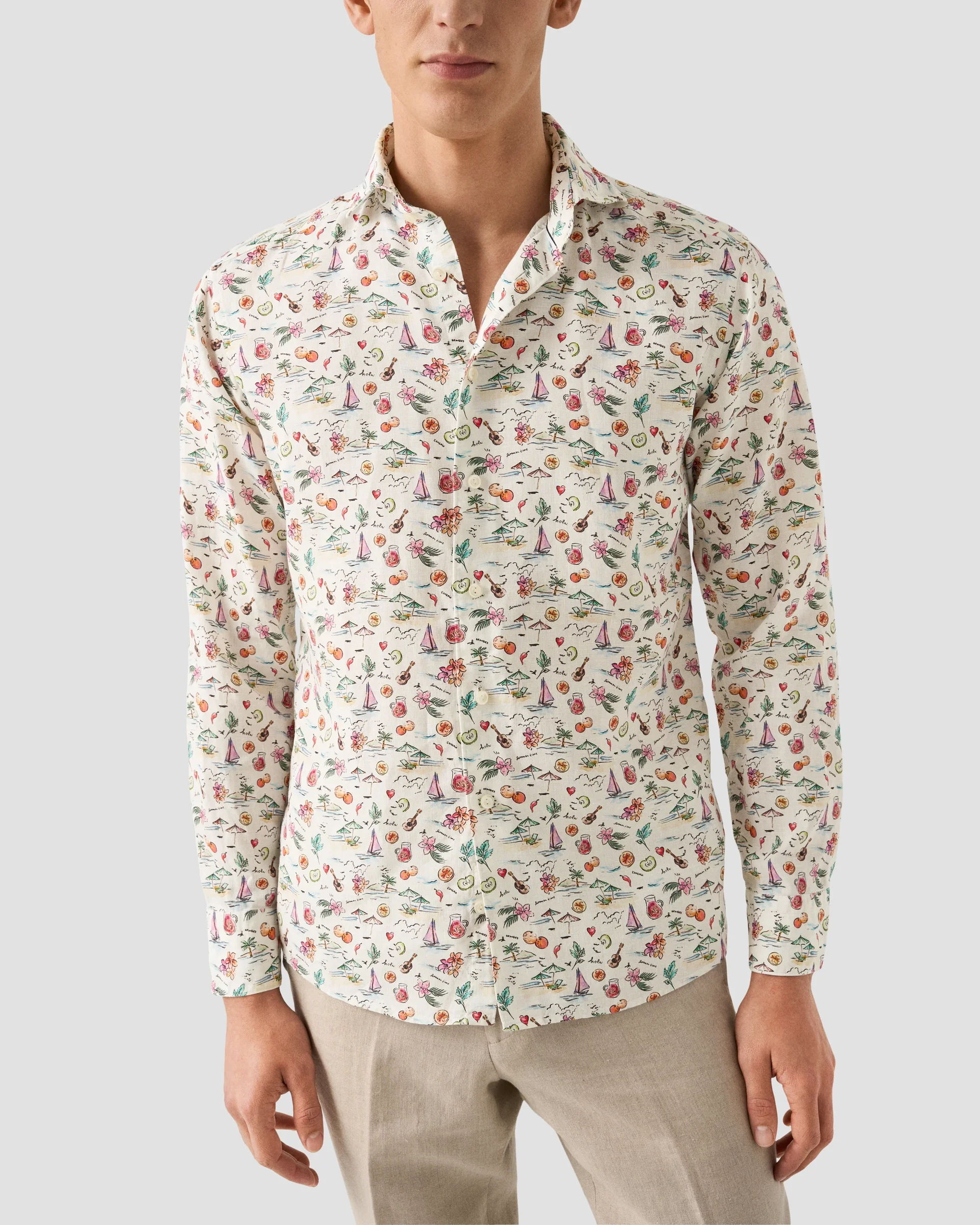 Eton Motif Print Linen Shirt | Slim fit | Size  37