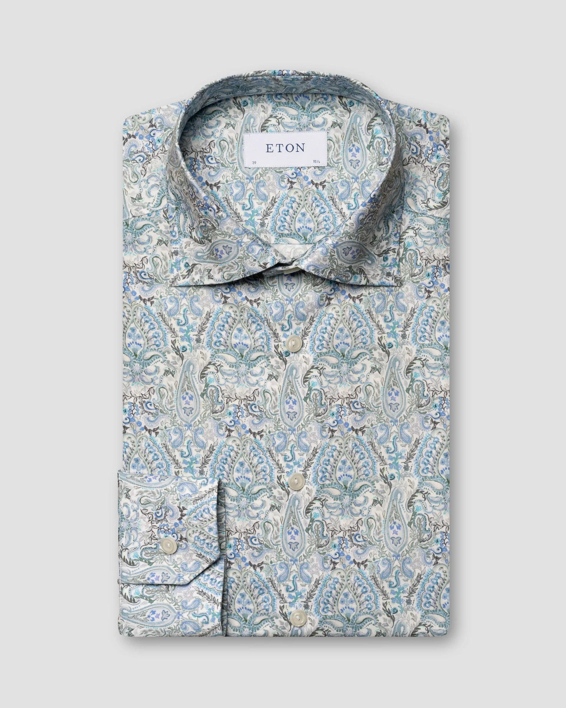 Eton Blue Paisley Print Cotton & TENCEL™ Lyocell Shirt | Contemporary fit | Size  39