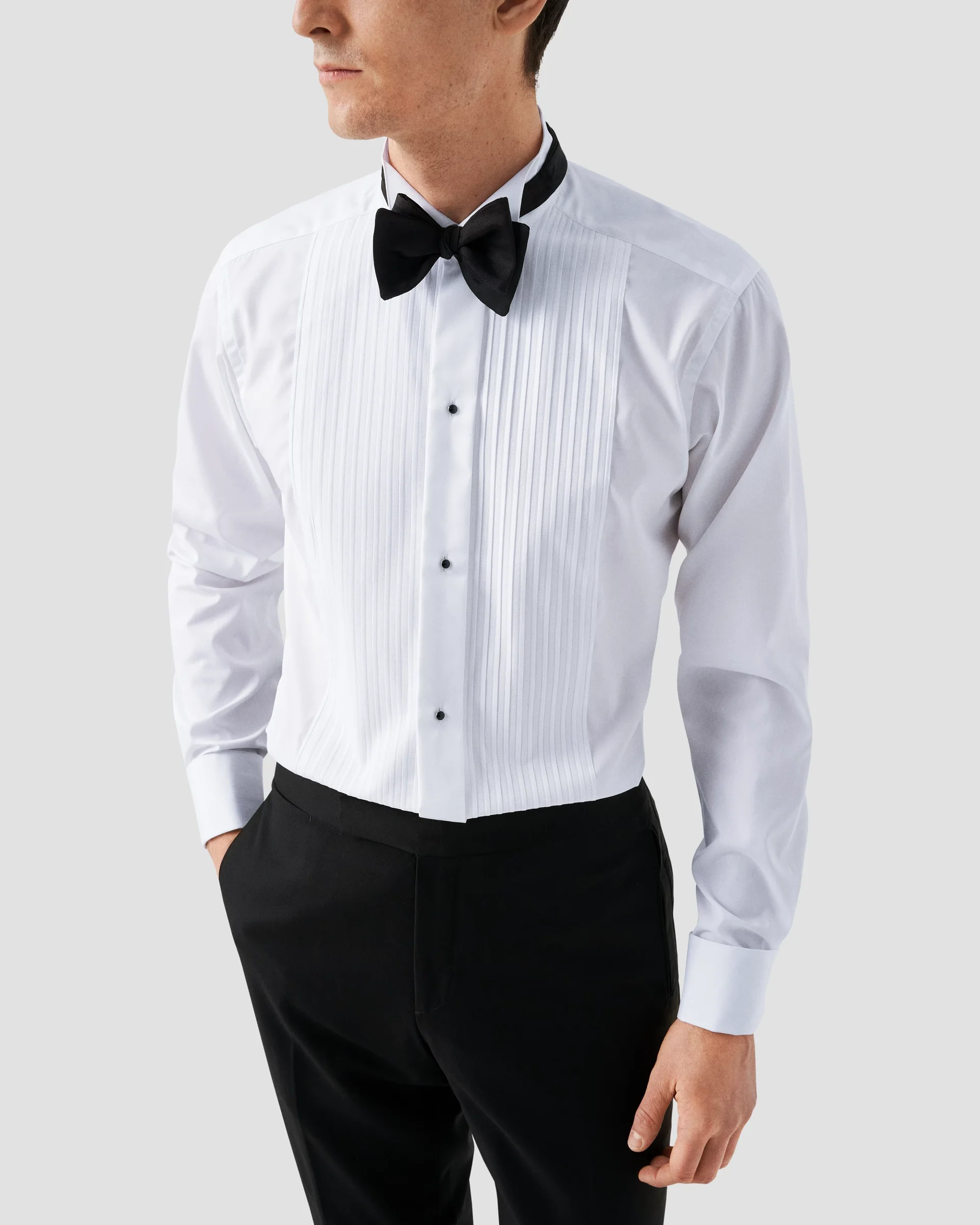 Eton White Plissé Tuxedo Shirt - Wing Collar | Slim fit | Size  37