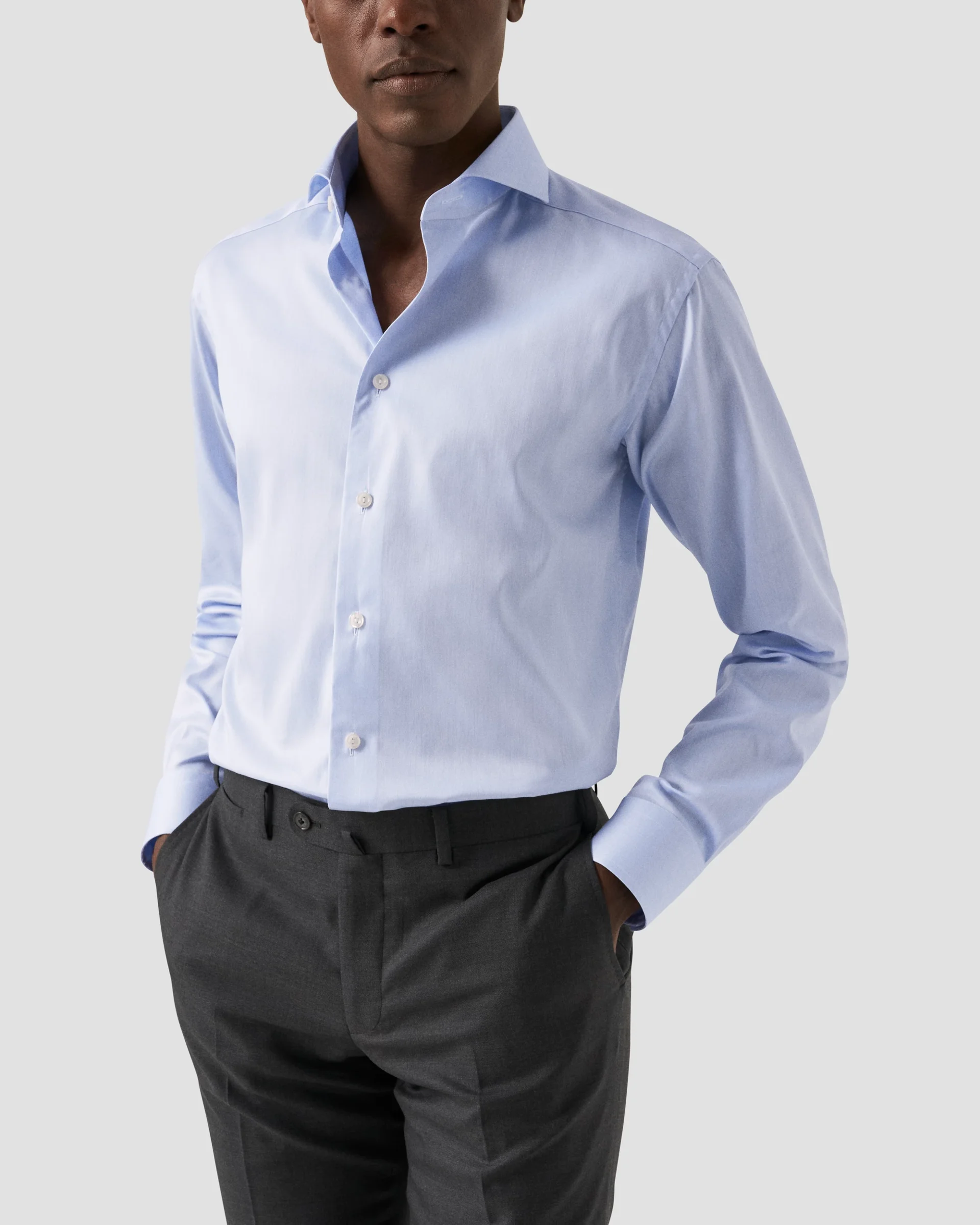 Eton Light Blue Signature Twill Dress Shirt - Extreme Cut Away | Slim fit | Size  43