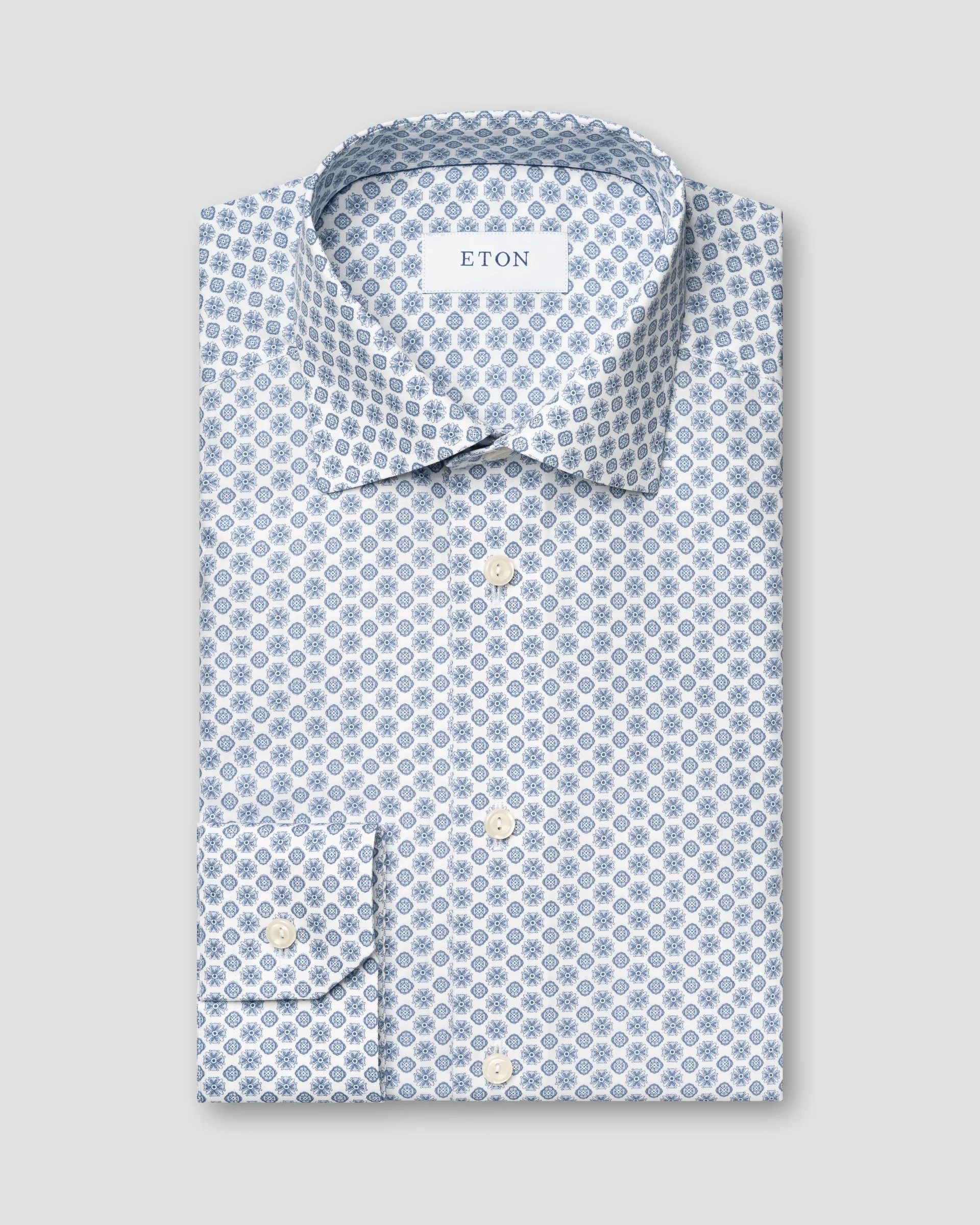 Eton Dark Blue Geometric Signature Poplin Shirt | Slim fit | Size  38