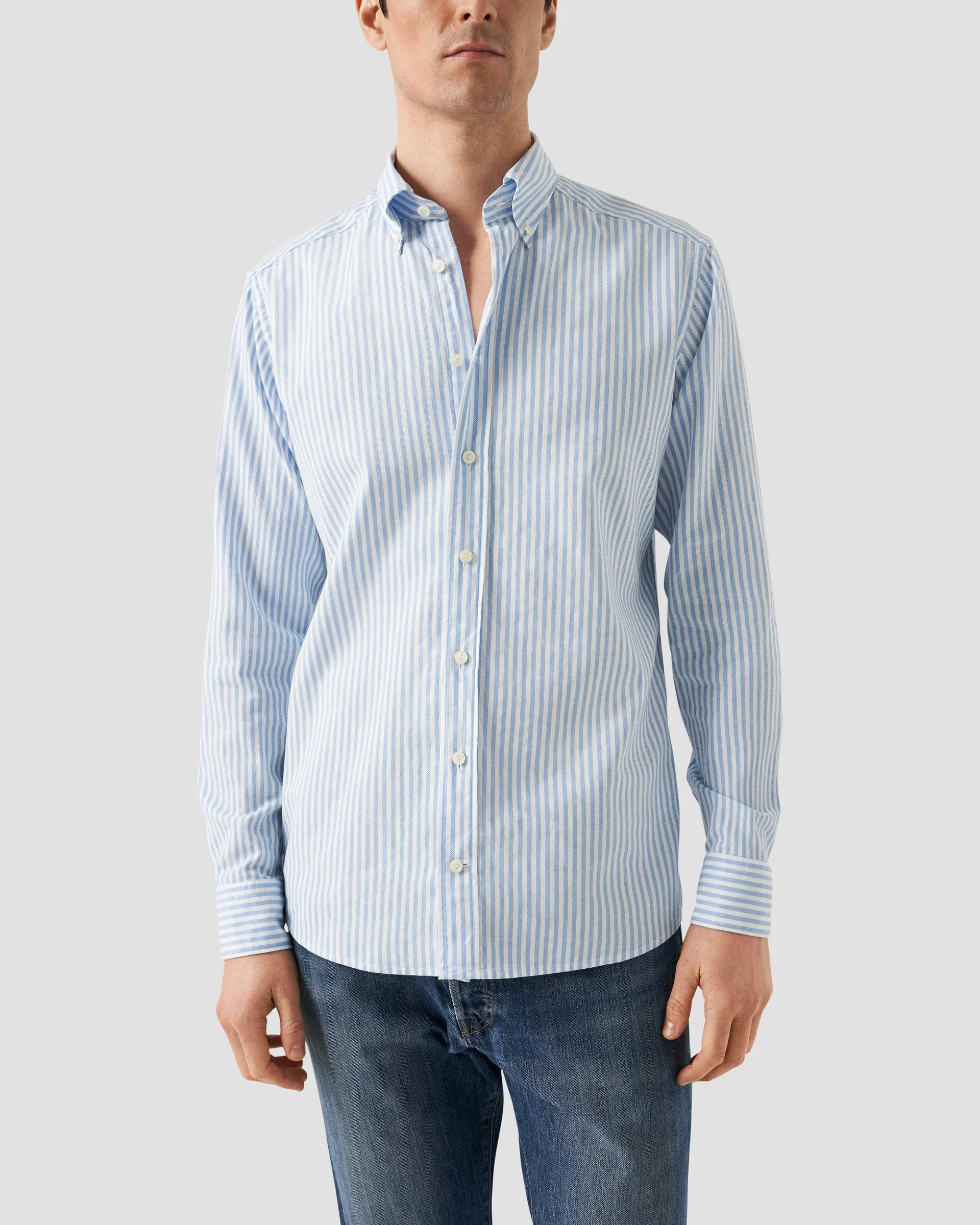 Eton Light Blue Striped Royal Oxford Shirt | Contemporary fit | Size  44