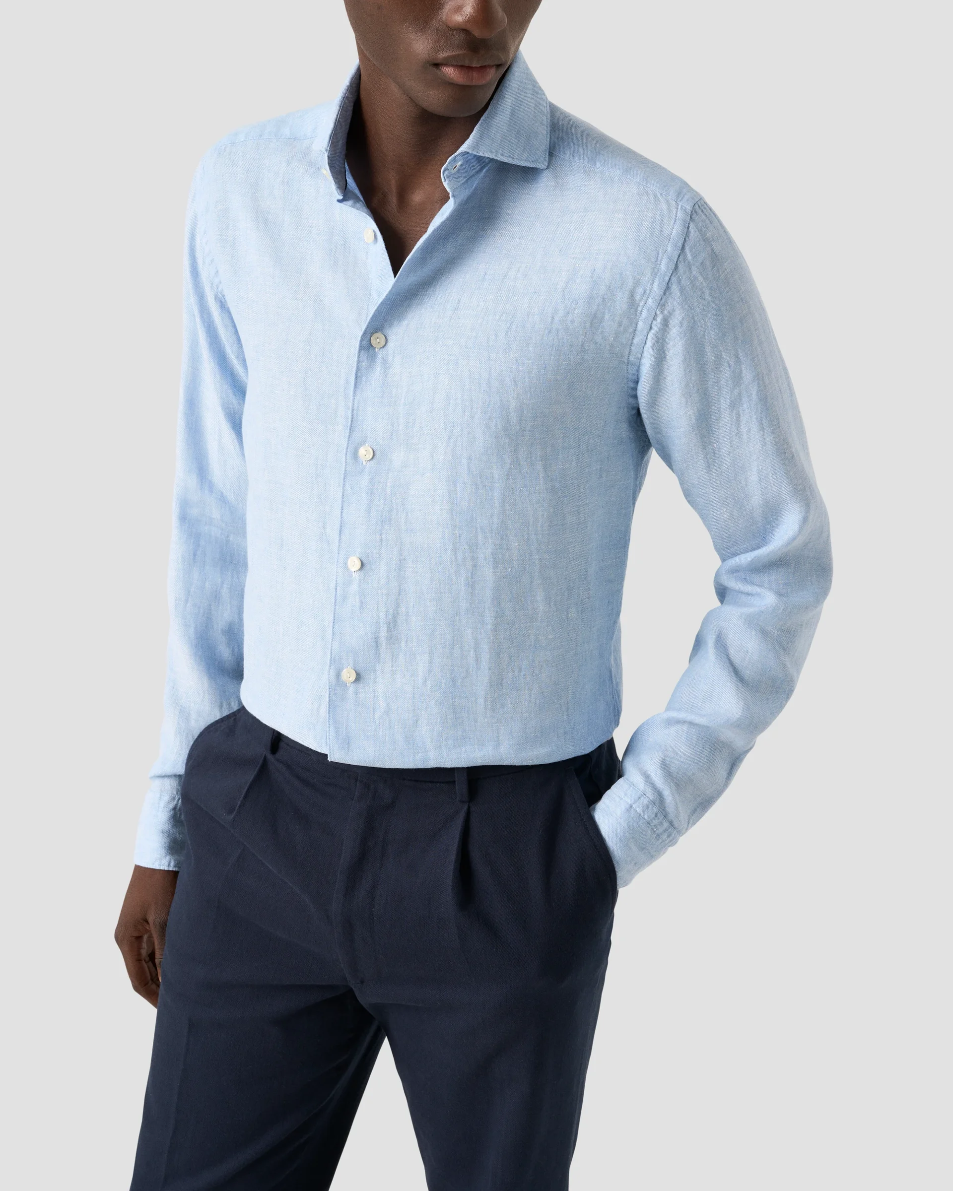 Eton Solid Twill Linen Shirt | Contemporary fit | Size  40