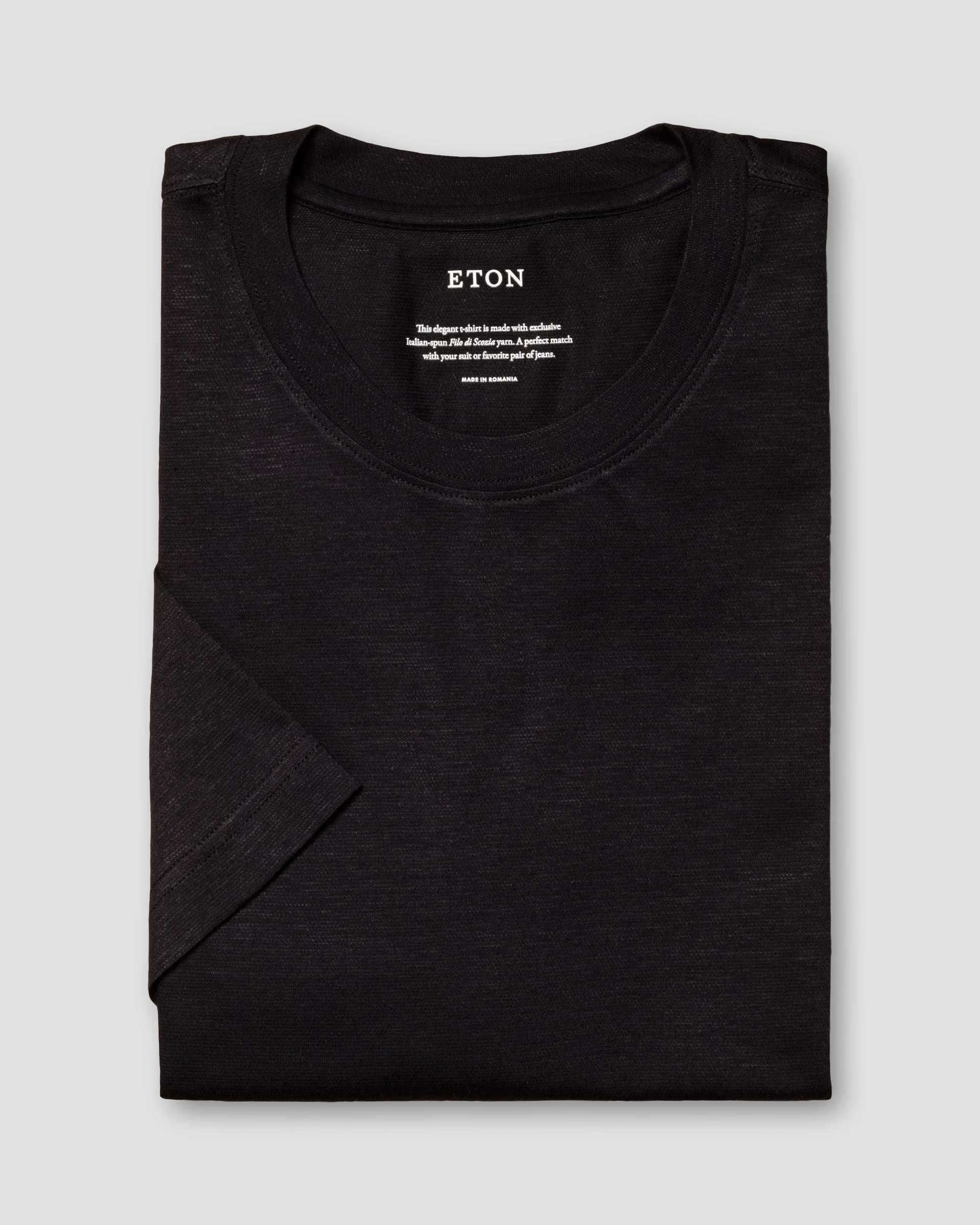 Eton Black Cotton-linen T-shirt | Size  L