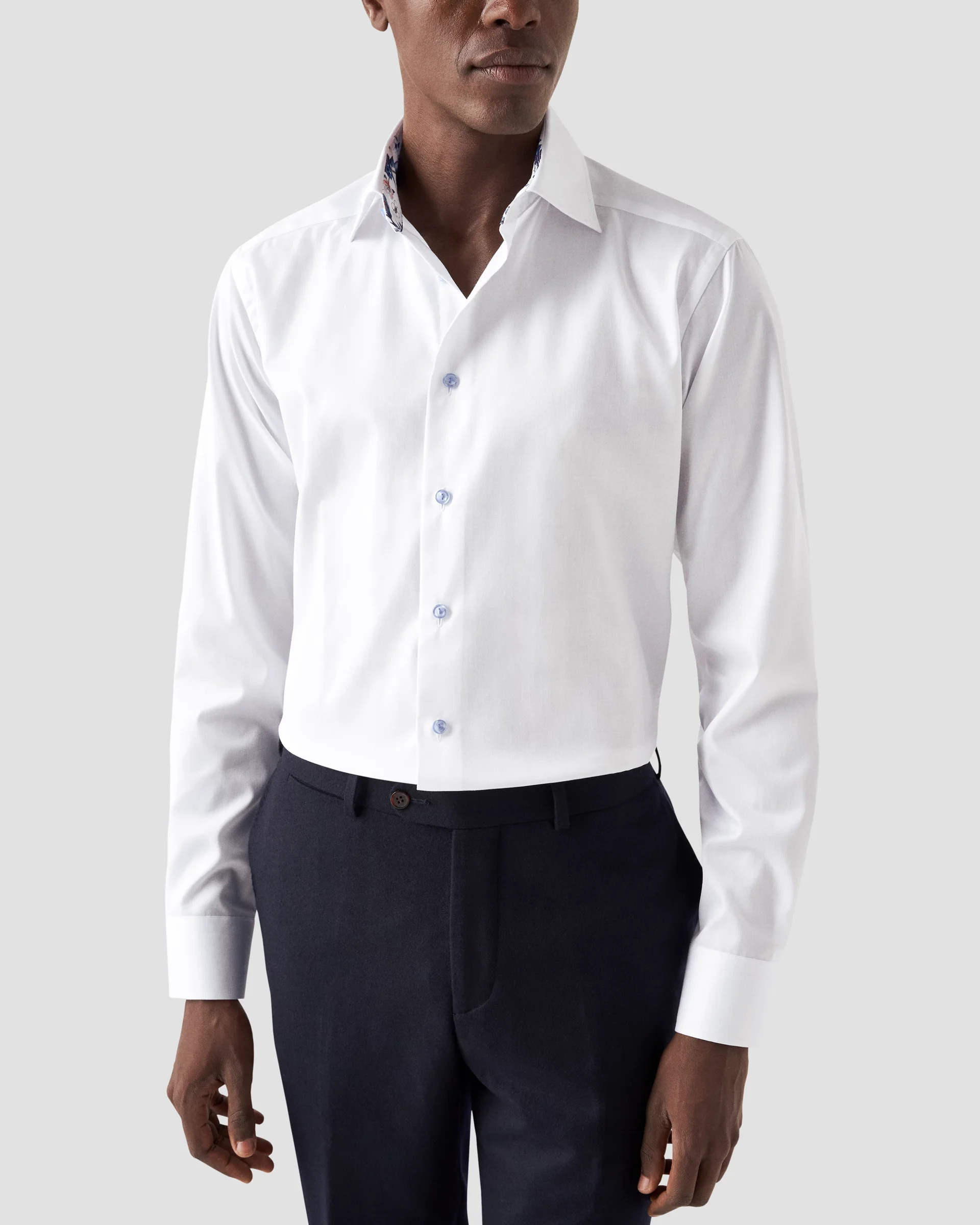 Eton White Signature Twill Dress Shirt - Floral Contrast Details | Contemporary fit | Size  39