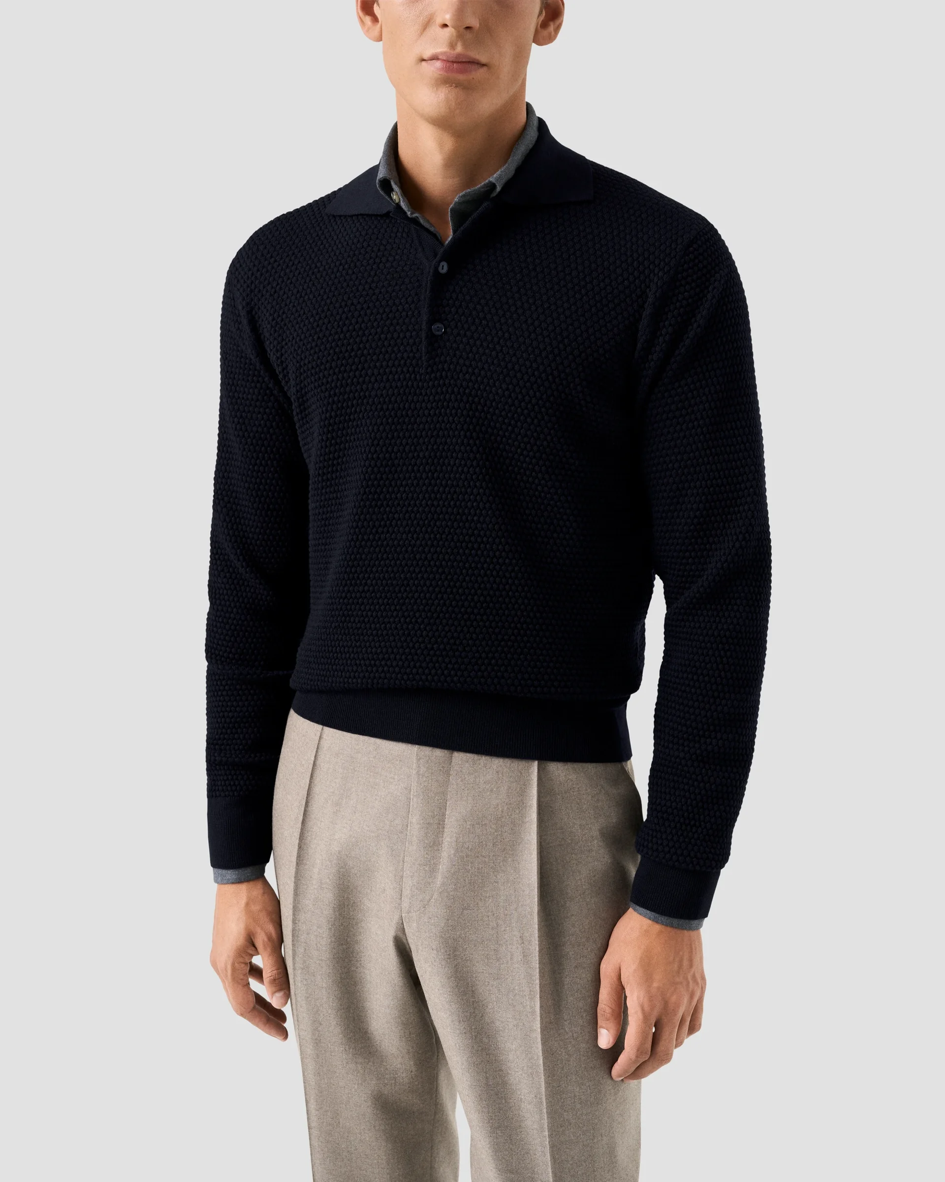 Eton Structured Knit Polo Sweater | Regular Fit | Size  XXL