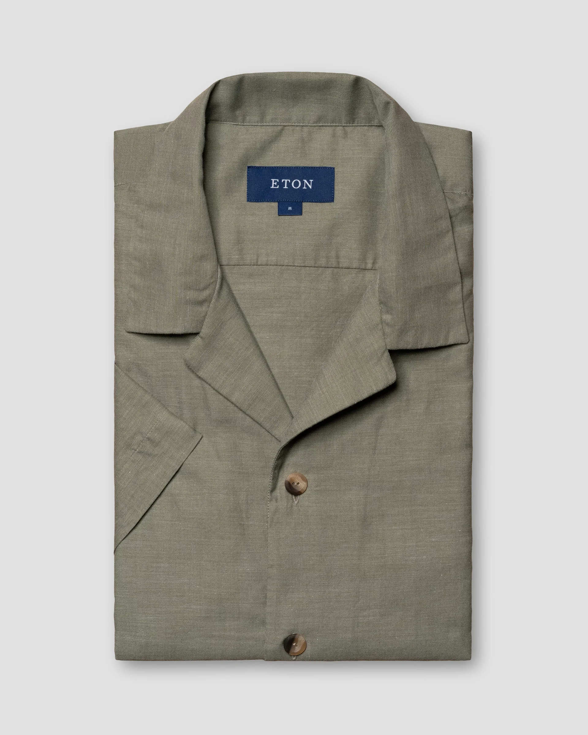 Eton Green Cotton Silk Resort Shirt | Relaxed fit | Size  L