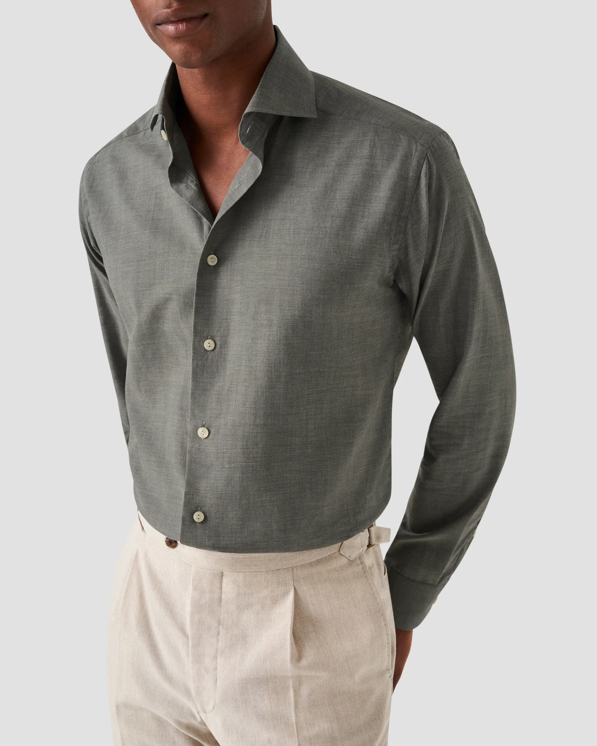 Eton Gray Wrinkle Free Flannel Shirt | Contemporary fit | Size  42