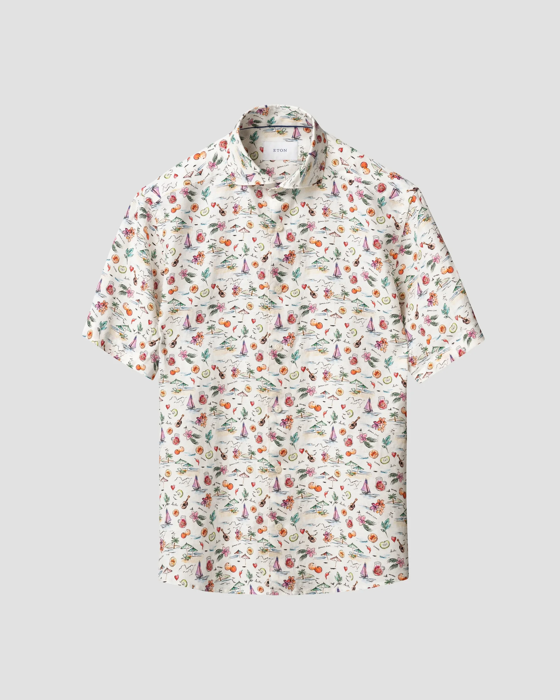 Eton Motif Print Linen Shirt | Regular Fit | Size  M