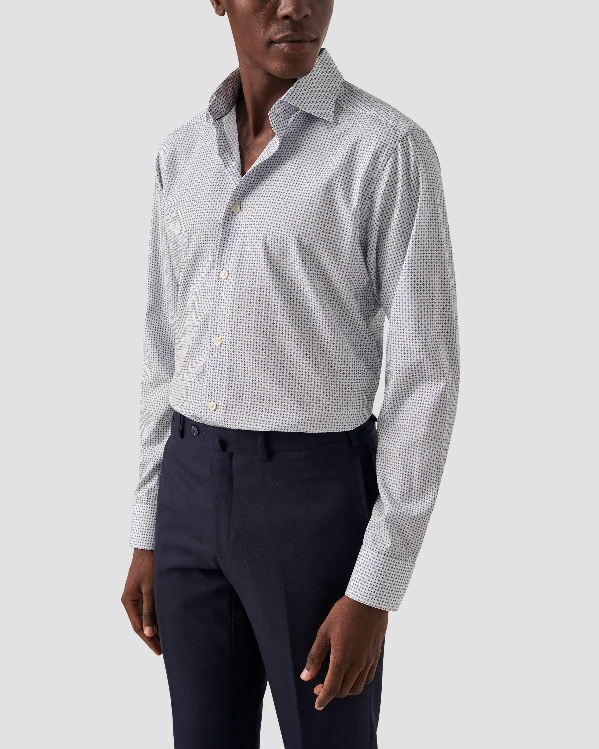 Eton Light Blue Micro Print Signature Poplin Shirt | Contemporary fit | Size  38