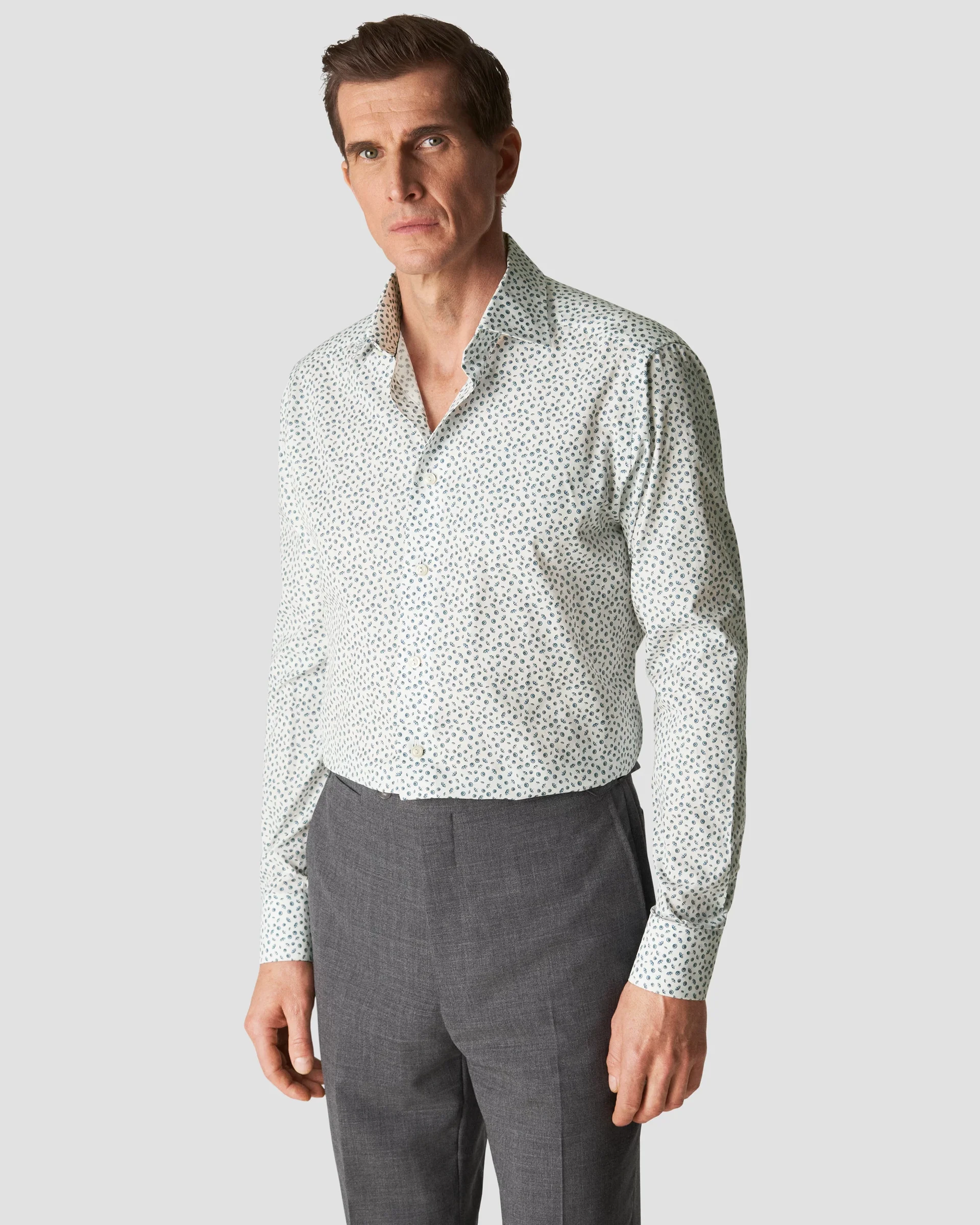 Eton Light Blue Umbrella Print Signature Poplin Shirt | Slim fit | Size  38