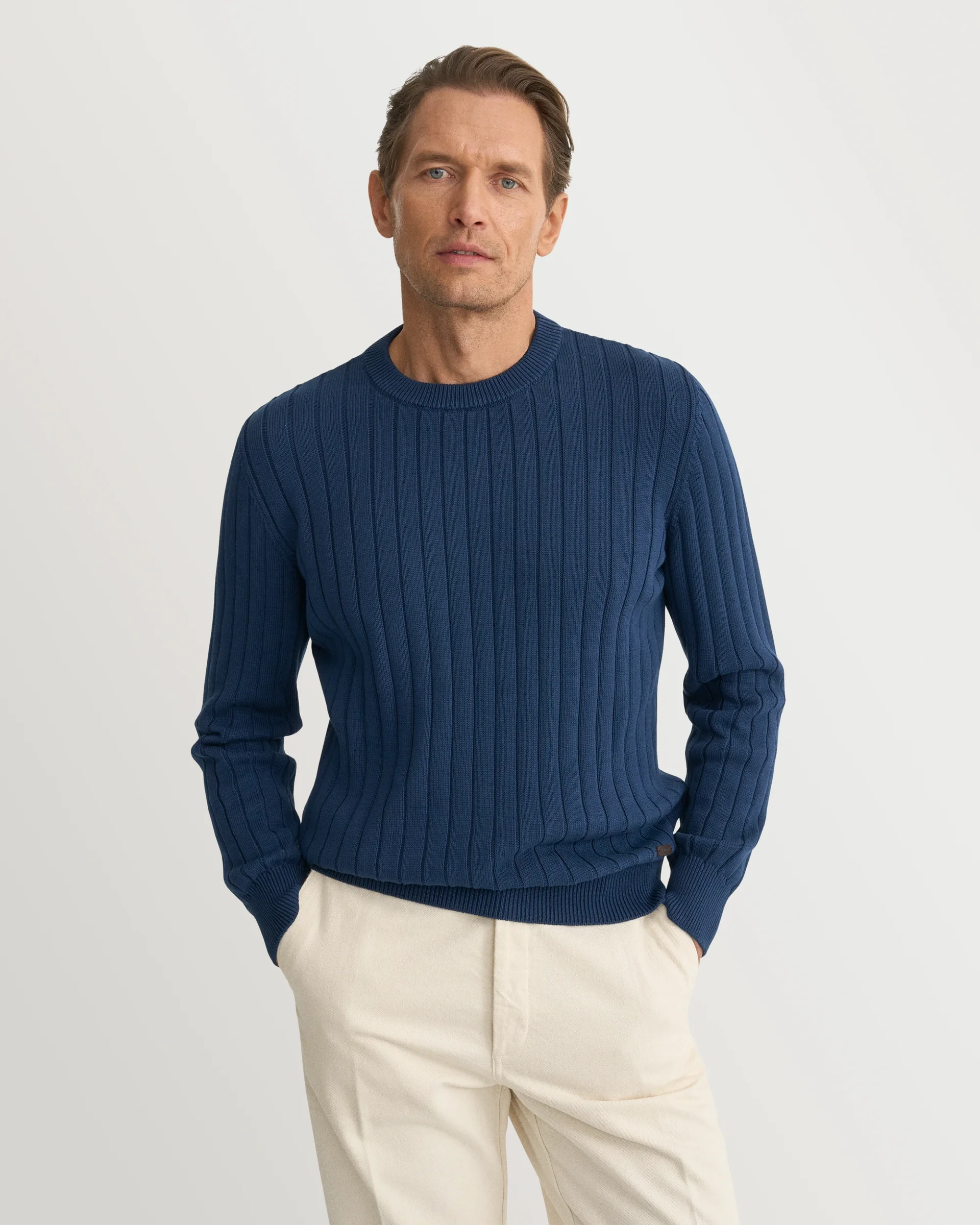 Eton Rib-Knit Crewneck Sweater | Polo Shirt | Size  M