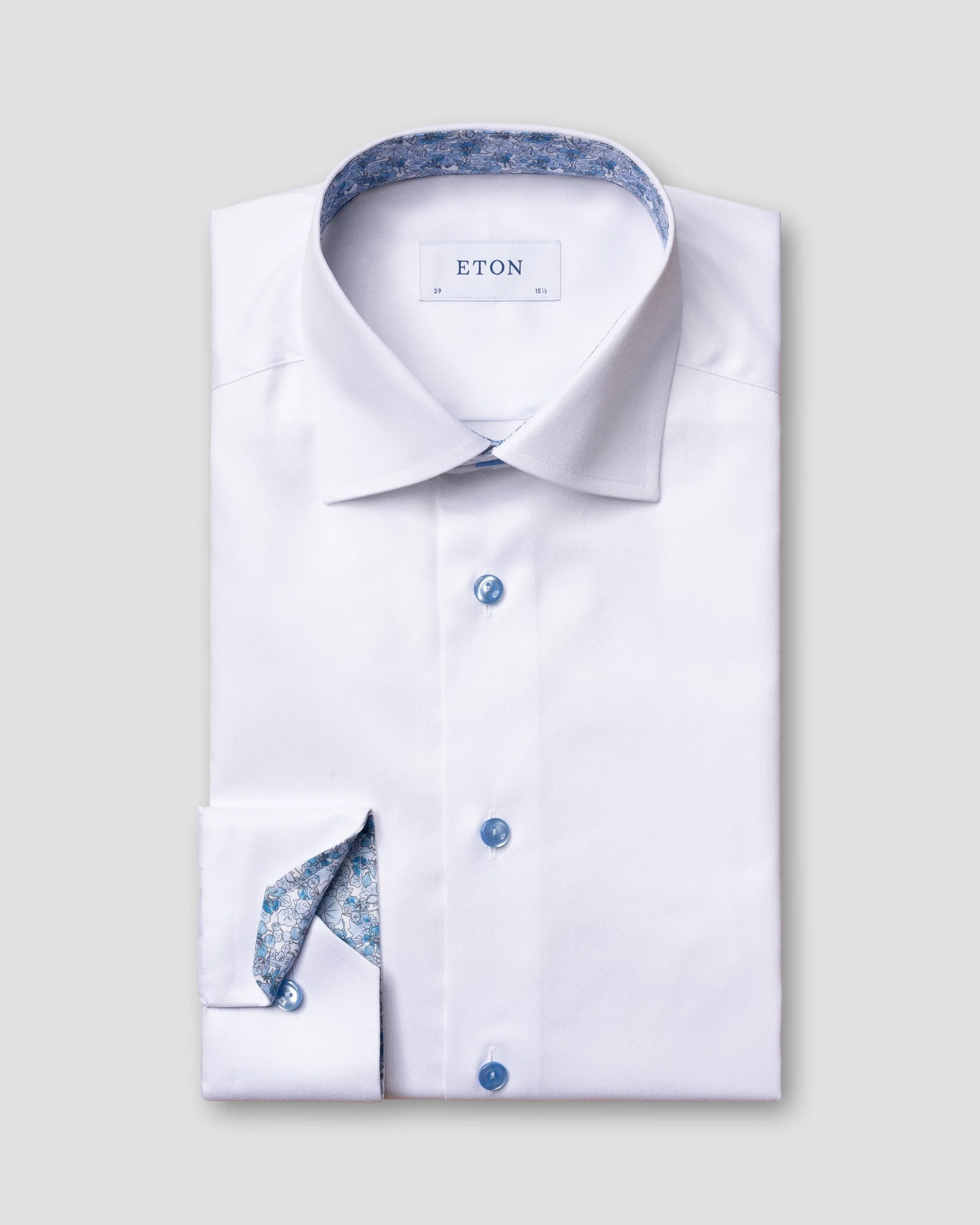 Eton White Twill Dress Shirt – Blue Details | Contemporary fit | Size  42