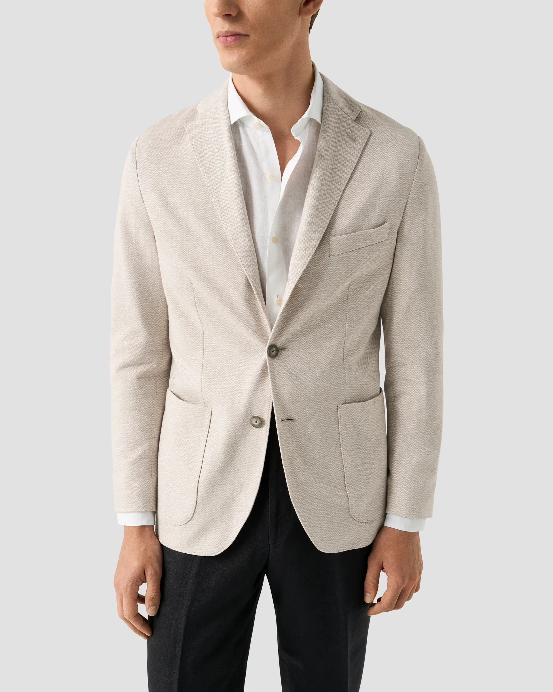 Eton Herringbone Jersey Soft Jacket | Soft Jackets | Size  48