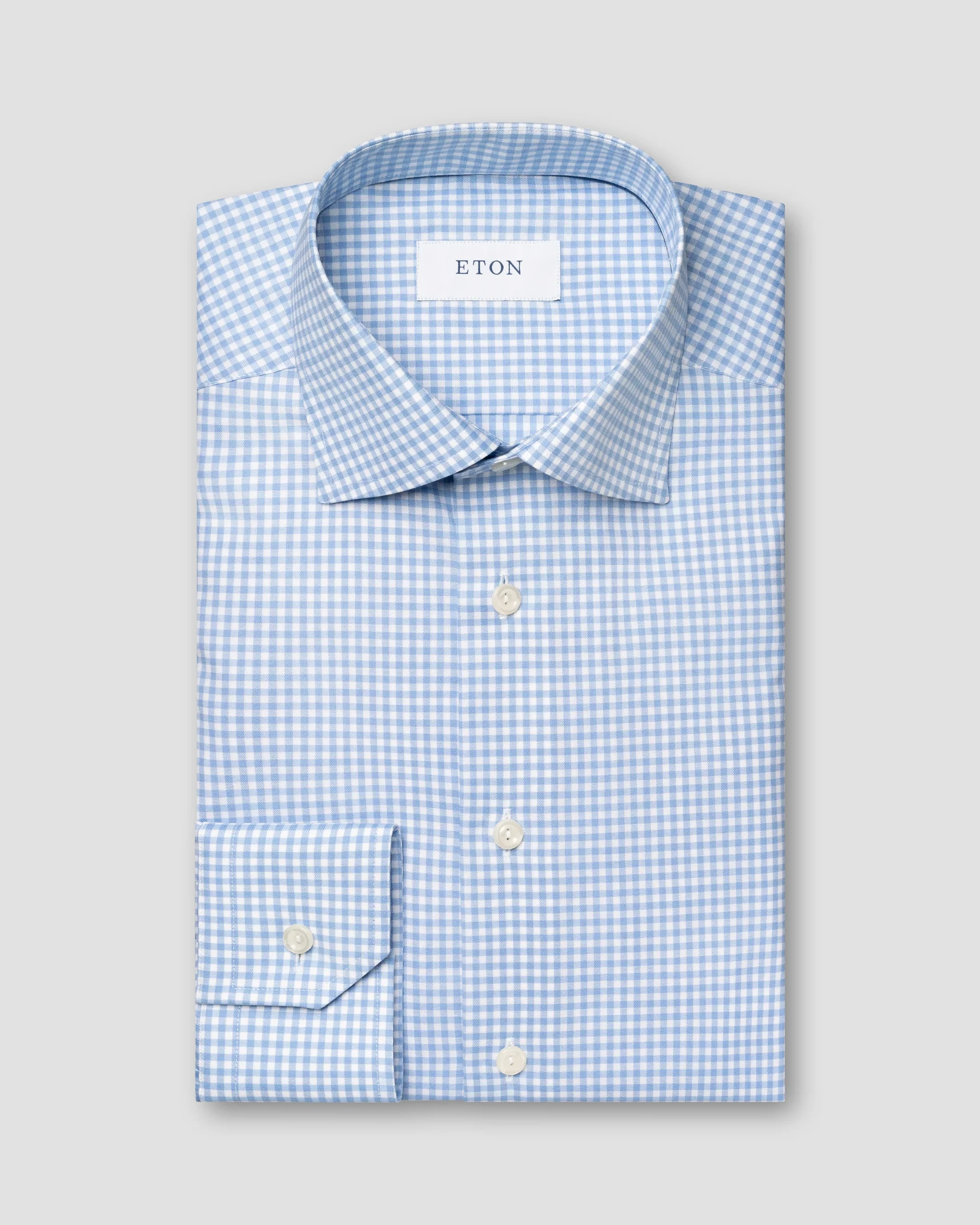 Eton Light Blue Check Signature Twill Dress Shirt | Contemporary fit | Size  45