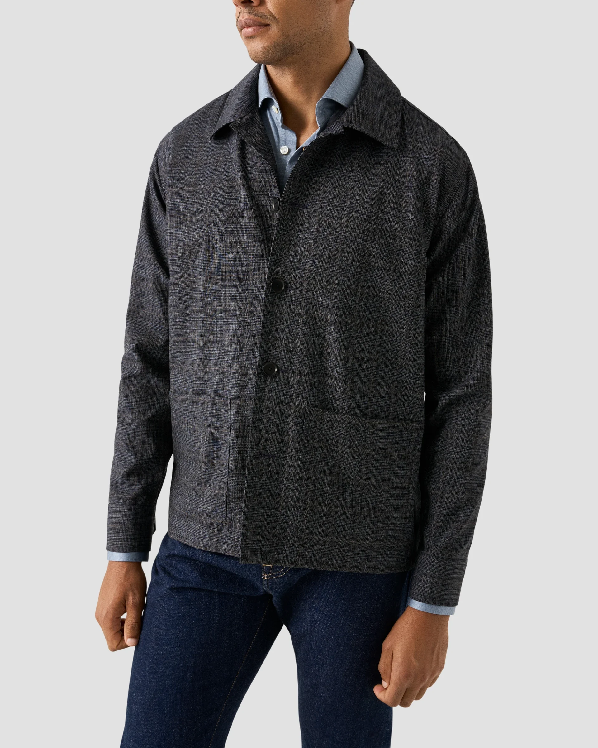 Eton Rutig Ull Overshirt | Relaxed fit | Storlek  M