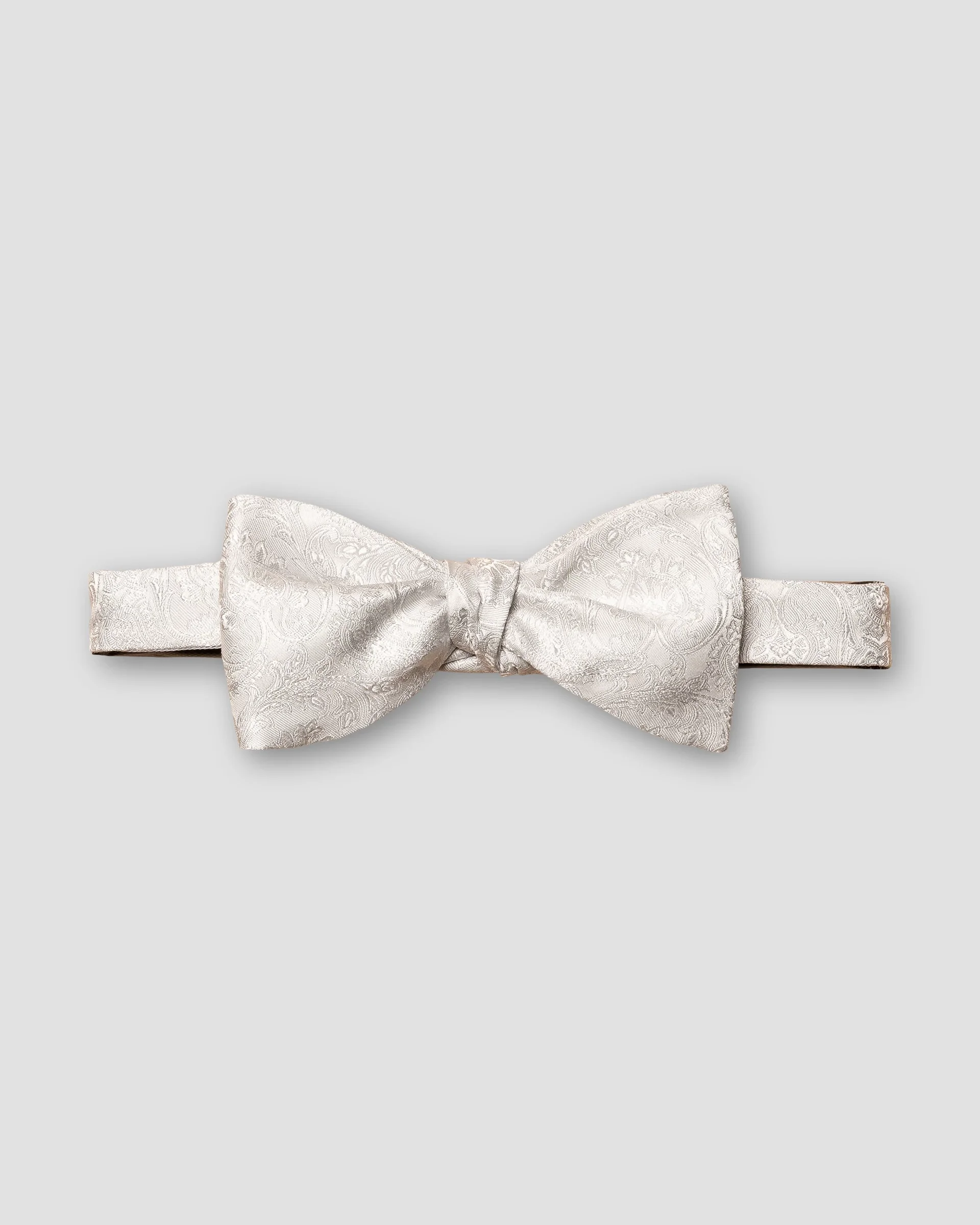Eton Silver Paisley Woven Silk Bow Tie - Self Tie"